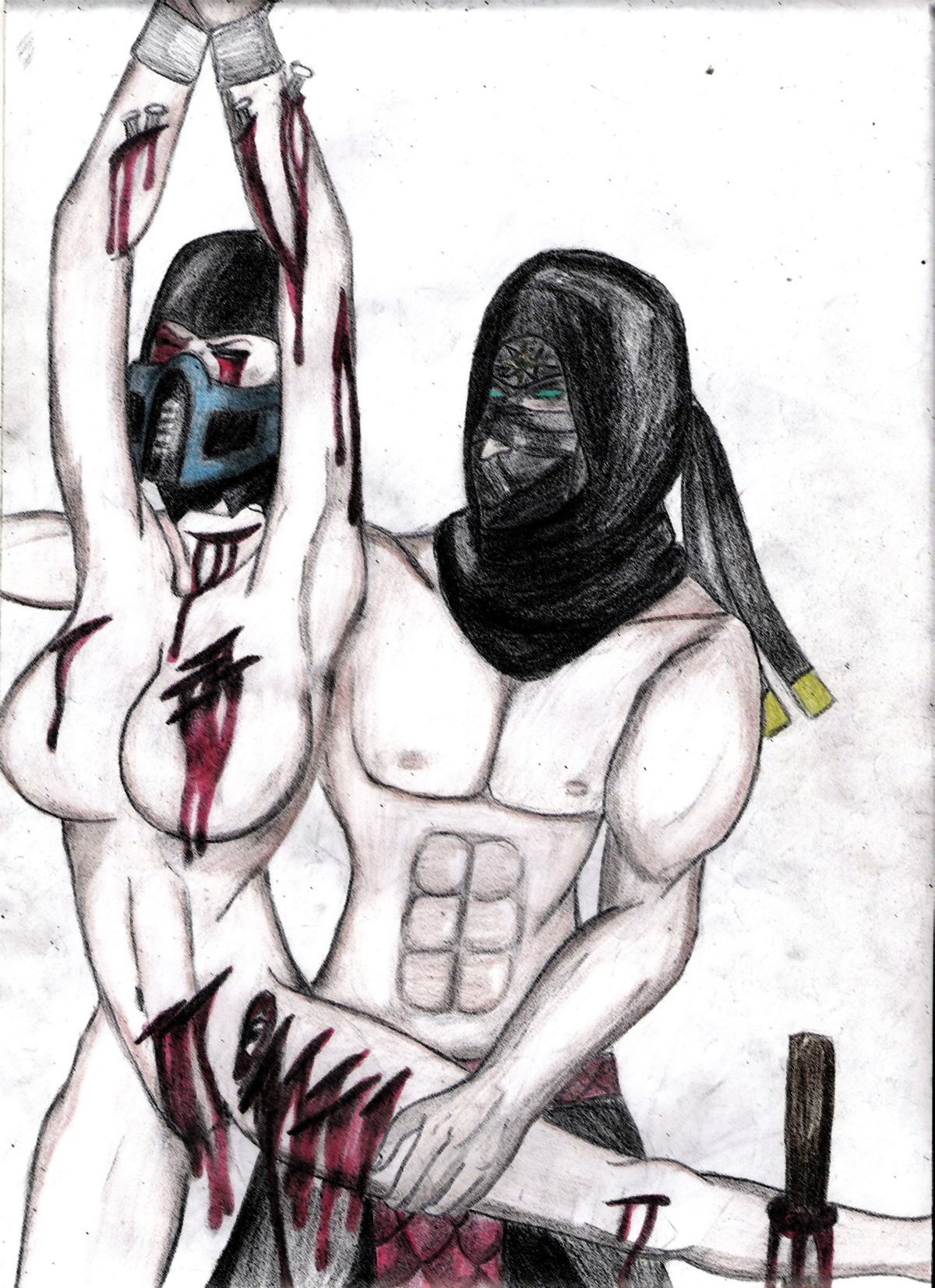bleeding blood color ermac female gore male mortal_kombat rule34 rule_63 sub-zero tagme