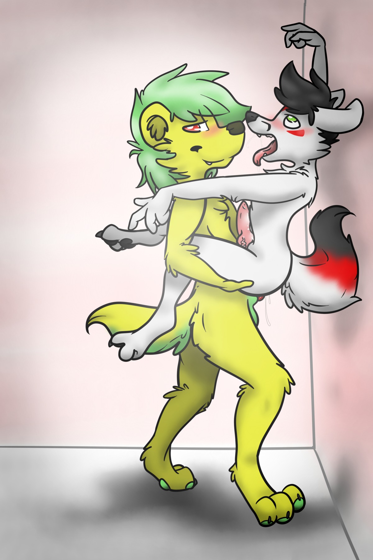 2:3 absurd_res against_surface against_wall anal anal_penetration anthro anthro_on_anthro anthro_penetrated anthro_penetrating anthro_penetrating_anthro backsash balls black_nose blush bodily_fluids butt canid canine canis claws cum cum_in_ass cum_inside domestic_dog duo e621 ejaculation erection feet fur genital_fluids genitals green_eyes green_hair hair hi_res hindpaw interspecies long_hair looking_pleasured lying male male/male male_on_bottom male_on_top male_penetrated male_penetrating male_penetrating_male mammal multicolored_hair mustelid nude on_back on_bottom on_top one_sided_climax open_mouth otter pawpads paws penetration penile penile_penetration penis penis_in_ass red_eyes sash_(backsash) sex simple_background smile spread_legs spreading stand_and_carry_position standing standing_sex teeth toe_claws toes tongue tongue_out white_body white_fur