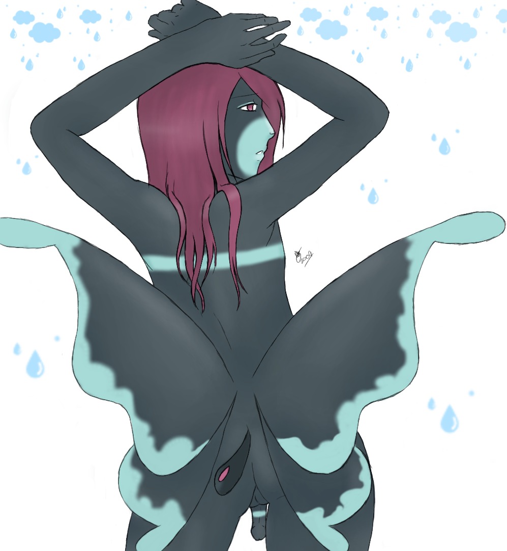 anthro ass back_view color flaccid hands_behind_head lumineon male male_only misterdamage nintendo nude penis pokemon pokemon_dppt pose rule34 solo standing tagme
