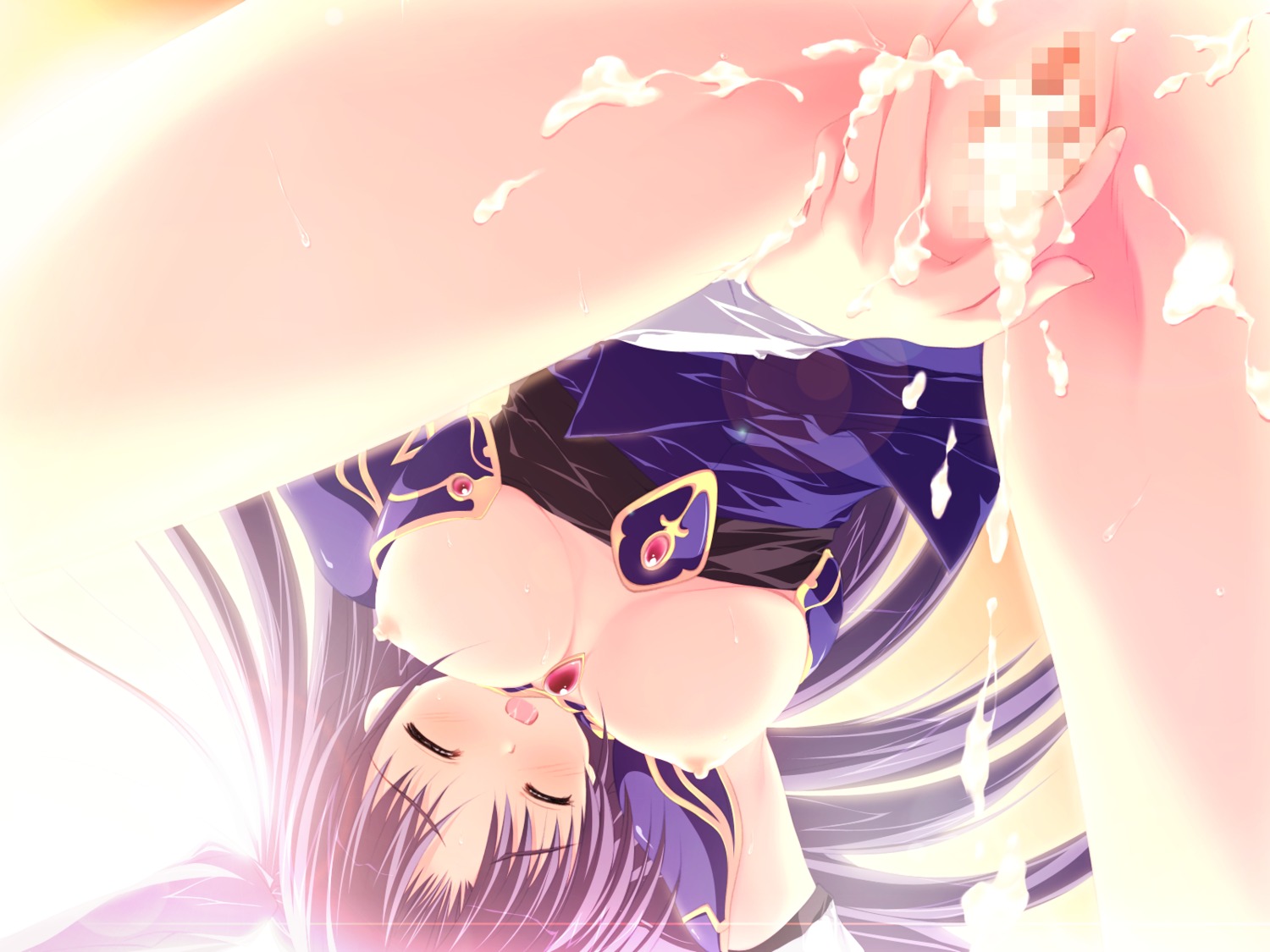 breasts censored cum cum_drip dripping female game_cg looking_at_viewer lyrical_lyric mikeou nipples nopan open_clothes open_pussy open_shirt pussy rule34 shirt tagme takami_rin