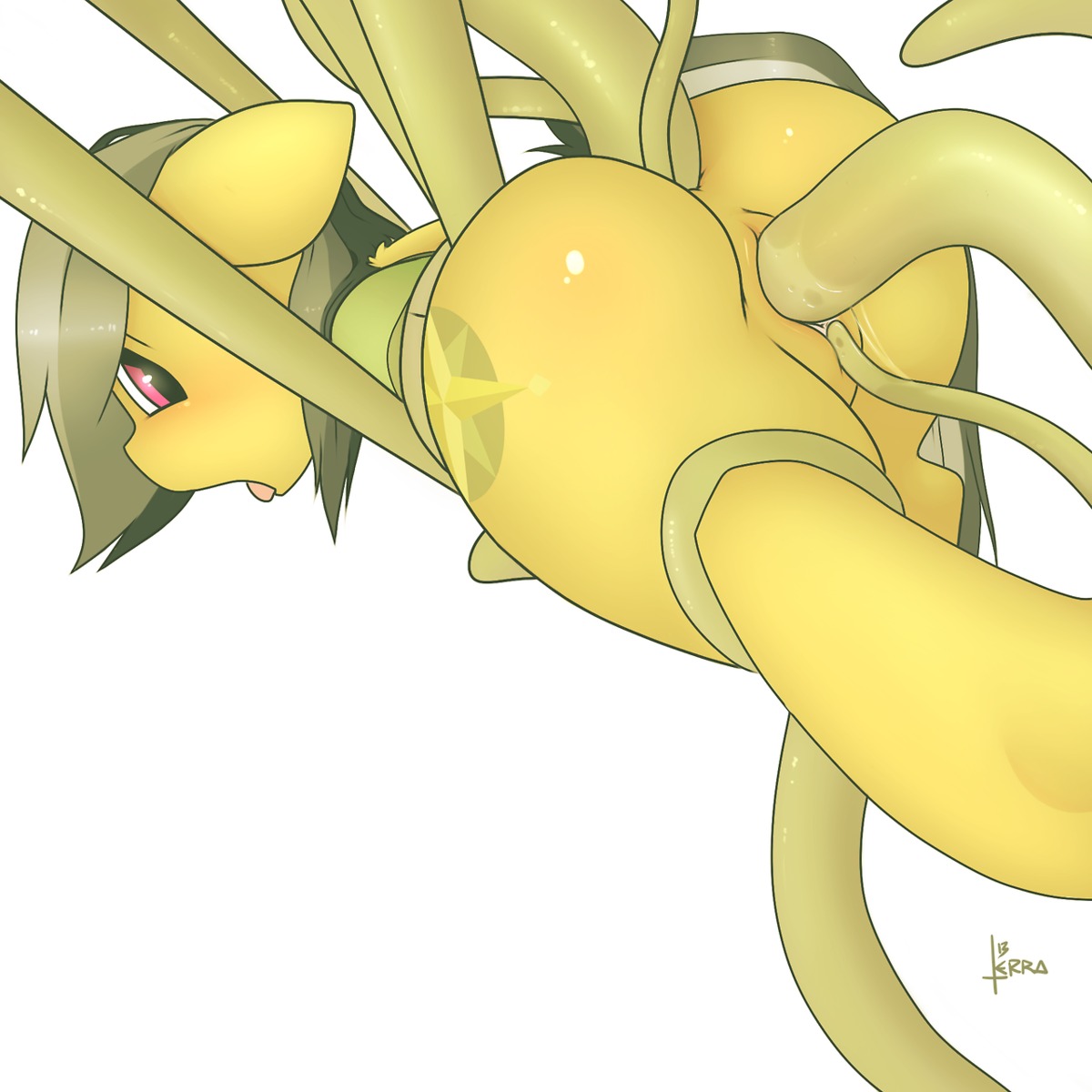 1:1 2013 anal anal_penetration anus black_hair black_tail brown_body brown_fur butt cutie_mark daring_do_(mlp) double_penetration e621 equid equine female female_penetrated feral friendship_is_magic fur genitals hair hasbro hi_res horse looking_back mammal multiple_penetration my_little_pony open_mouth penetration pony red_eyes signature simple_background solo tail tentacles terrabutt tongue tongue_out vaginal vaginal_penetration vulva white_background