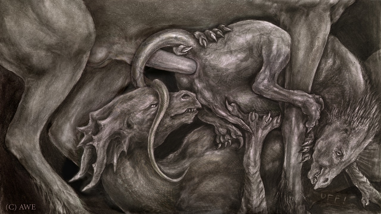 2009 anal anal_penetration animal_genitalia animal_penis awe bodily_fluids claws cum cum_inflation cum_inside dinosaur dragon dromaeosaurid e621 equid equine equine_genitalia equine_penis erection excessive_cum excessive_genital_fluids feral forced genital_fluids genitals greyscale group group_sex hooves horn horse inflation interspecies male male/male male_penetrated male_penetrating male_penetrating_male mammal monochrome mythological_creature mythological_scalie mythology nude penetration penis prehistoric_species rape reptile saurischian scales scalie sex tail teeth theropod threesome trio velociraptor