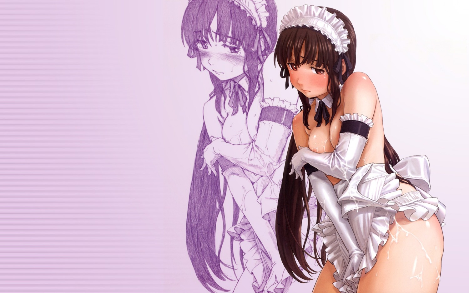 cum female maid naruko_hanaharu nipples rule34 topless wallpaper