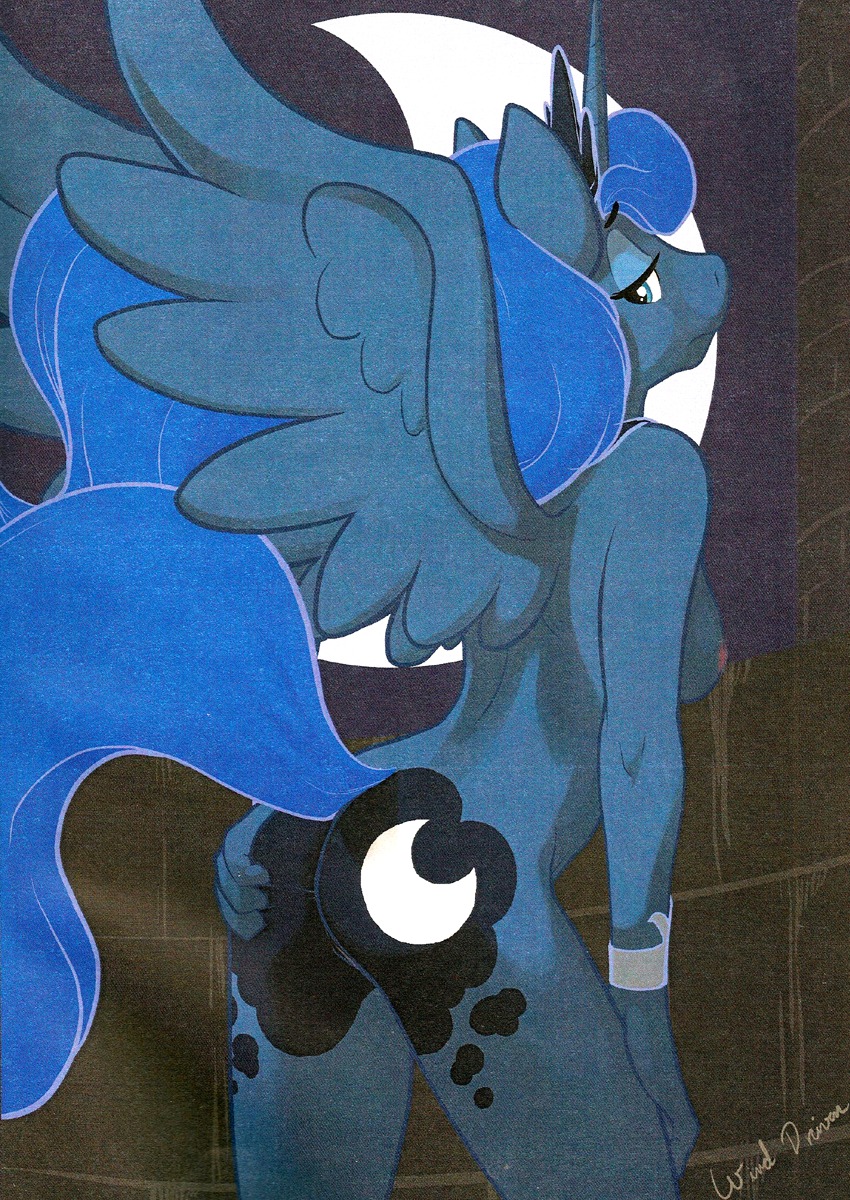 anthro anthrofied ass breasts cutie_mark equine female friendship_is_magic horn horse my_little_pony pony princess_luna_(mlp) rule34 solo winged_unicorn wings
