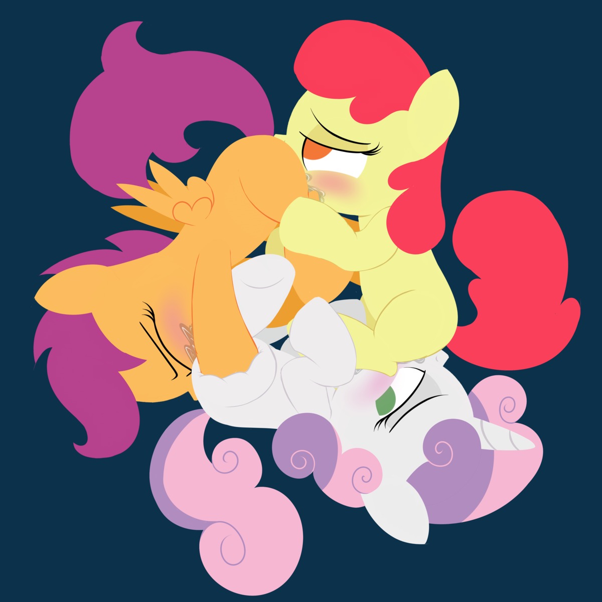 1:1 2013 absurd_res alpha_channel amber_eyes apple_bloom_(mlp) blush bodily_fluids chain_position cutie_mark_crusaders_(mlp) daisy_chain dtcx97 e621 earth_pony equid equine eyes_closed feathered_wings feathers female female/female feral feral_on_feral friendship_is_magic fur genital_fluids genitals green_eyes group group_sex hair half-closed_eyes hasbro hi_res horn horse looking_back mammal messy multicolored_hair my_little_pony mythological_creature mythological_equine mythology narrowed_eyes nude oral orange_body orange_feathers orange_fur pegasus pony purple_hair raised_tail red_hair scootaloo_(mlp) sex simple_background sweetie_belle_(mlp) tail threesome transparent_background trio two_tone_hair unicorn vaginal vaginal_fluids vulva white_body white_fur wing_boner wings young young_feral young_on_young