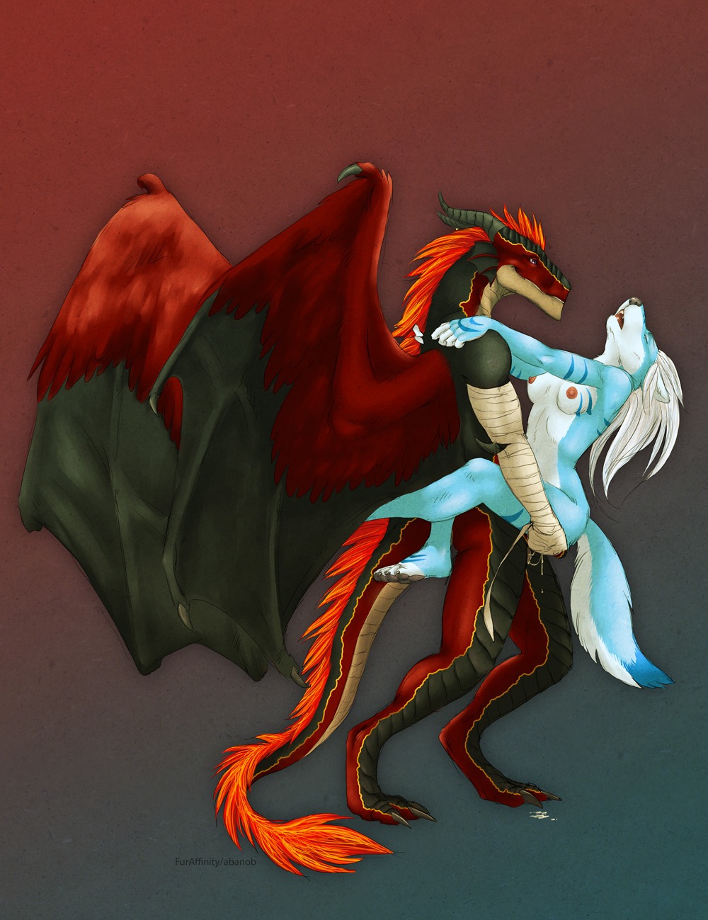 2011 abanob anthro barrakoda blue_body blue_fur bodily_fluids breasts canid canine canis cum dragon duo e621 feathered_wings feathers female fur genital_fluids hair hi_res interspecies male male/female mammal membrane_(anatomy) membranous_wings mythological_creature mythological_scalie mythology nipples nude orgasm scalie sex size_difference stand_and_carry_position standing standing_sex sulfer tail white_hair wings wolf