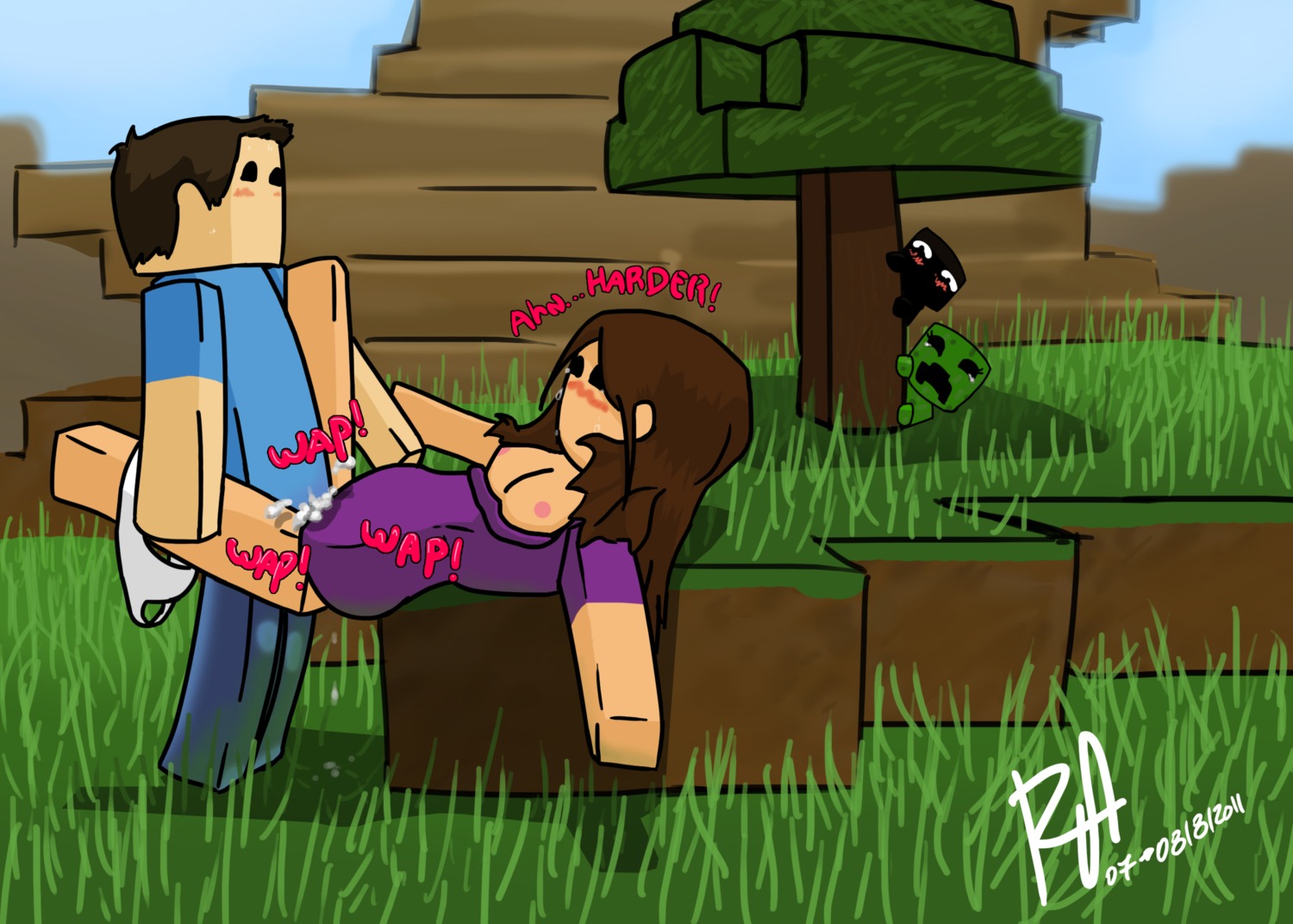 1boy 1girls character commission creampie creeper cum cum_in_pussy cum_inside enderman female male minecraft missionary_position outside psyk323 pussy rule34 steve_(minecraft) straight tagme vaginal_penetration video_games
