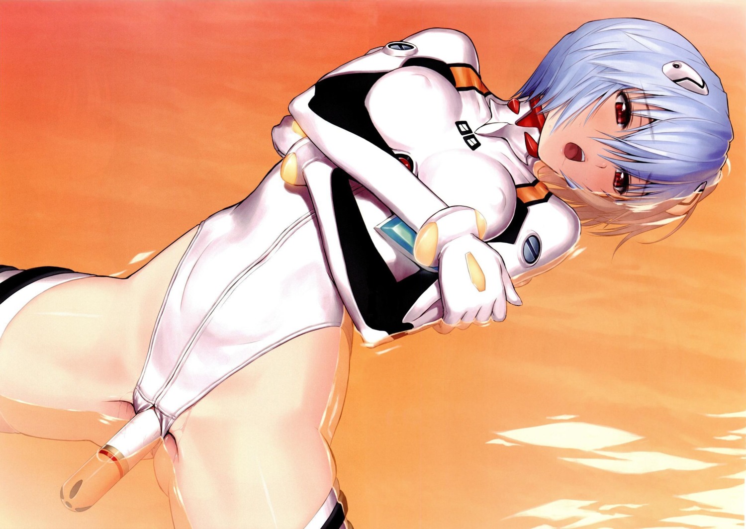 1girls blue_hair bodysuit breasts clothed_masturbation clothing dildo entry_plug erect_nipples erect_nipples_under_clothes female female_only gainax human interface_headset lcl light-skinned_female light_skin masturbation neon_genesis_evangelion nipples pale-skinned_female pale_skin pilot_suit plugsuit rei_ayanami rule34 sex_toy short_hair solo stockings taka_tony water