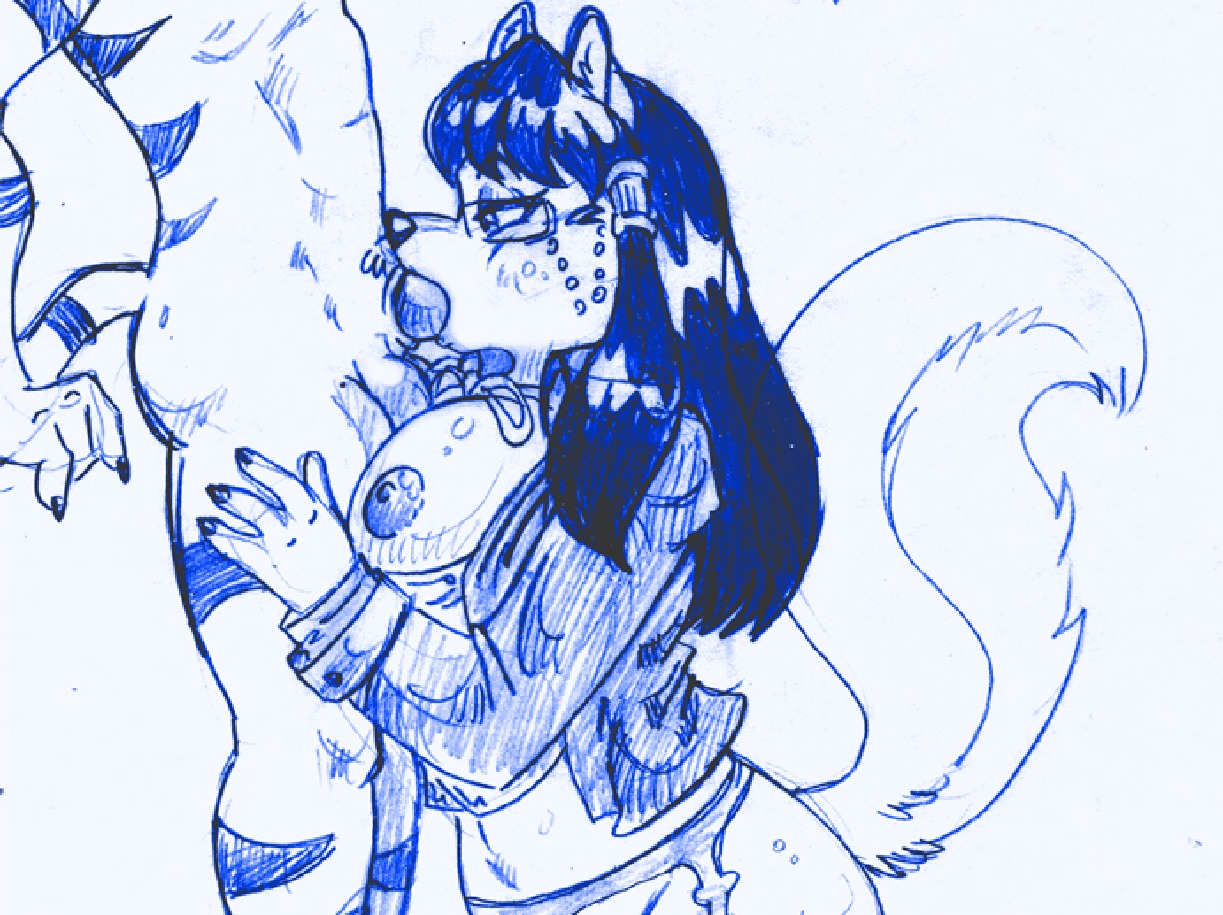 anthro balls big_breasts blue_and_white breasts canid canine canis clothed clothed_sex clothing digital_media_(artwork) duo e621 erection eyewear fellatio female female_penetrated genitals glasses graphite_(artwork) hair half-closed_eyes huge_breasts legwear lonbluewolf long_hair male male/female male_penetrating male_penetrating_female mammal mixed_media monochrome nails narrowed_eyes nipples oral oral_penetration penetration penile penis raven_hunt sex simple_background sketch stockings tail teacher traditional_media_(artwork) trigger12 trigger_(trigger12) white_background wolf