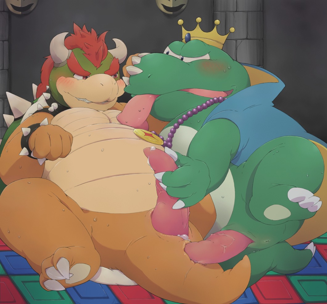 2013 3_toes 4_fingers amphibian anal anal_penetration anthro anus armband armlet bald belly big_penis black_eyes blush bodily_fluids bowser bracelet claws clothing collar crown cum cum_in_ass cum_inside duo e621 erection eyebrows feet fingers frog genital_fluids genitals green_body green_skin hair handjob headgear horn interspecies jewelry king koopa licking male male/male male_penetrated male_penetrating male_penetrating_male mario_bros medallion necklace nintendo nude open_mouth overweight penetration penile penis penis_tip pink_body pink_skin red_eyes red_hair reptile robe royalty scales scalie sex shell short_hair smile spiked_armband spiked_bracelet spiked_collar spikes super_mario_bros._2 sweat tan_body tan_skin tapering_penis teeth toe_claws toes tongue tongue_out wart_(mario) yellow_body yellow_scales yonezmi