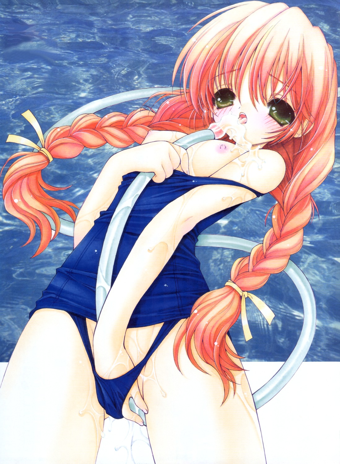 female masturbation mizugi nipples oppai ramiya_ryou rule34 sukumizu