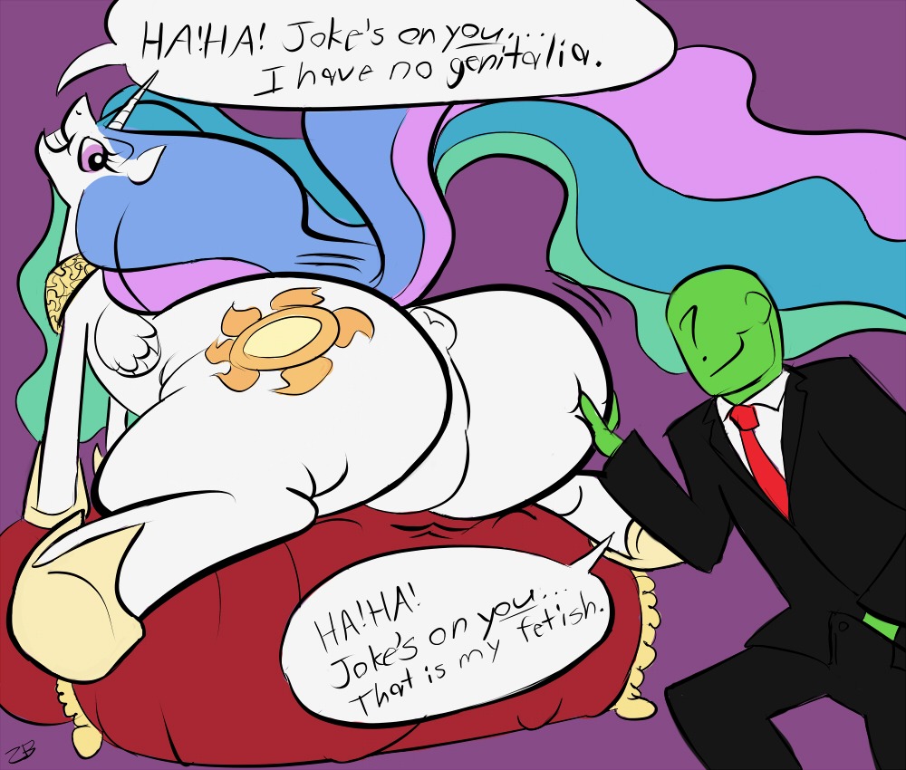 4chan_anon_(character) anon anus butt cutie_mark digital_media_(artwork) duo e621 english_text equid equine feathered_wings feathers female feral friendship_is_magic hasbro horn human mammal my_little_pony mythological_creature mythological_equine mythology null pillow princess_celestia_(mlp) simple_background text white_body white_feathers winged_unicorn wings zoomerboomerz