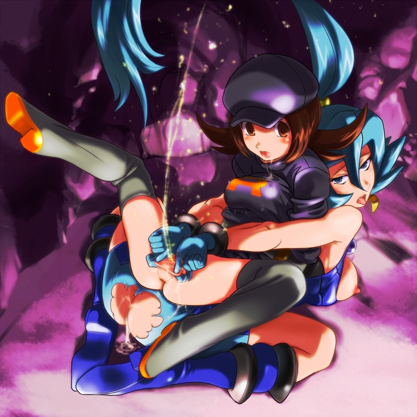 2girls alternate_costume anus boots bottomless breasts clair_(pokemon) clitoris corruption cum cum_in_pussy cum_pool enemy_conversion erect_clitoris erect_nipples female female_only fingering golden_shower high_heel_boots human human_only labia large_breasts lyra_(pokemon) multiple_females multiple_girls nipples otsukare paipan peeing pokemon pokemon_gsc pokemon_hgss pussy pussy_juice rule34 spread_pussy team_rocket team_rocket_(cosplay) team_rocket_uniform thigh_boots torn_clothes uncensored urethra urine watersports yuri
