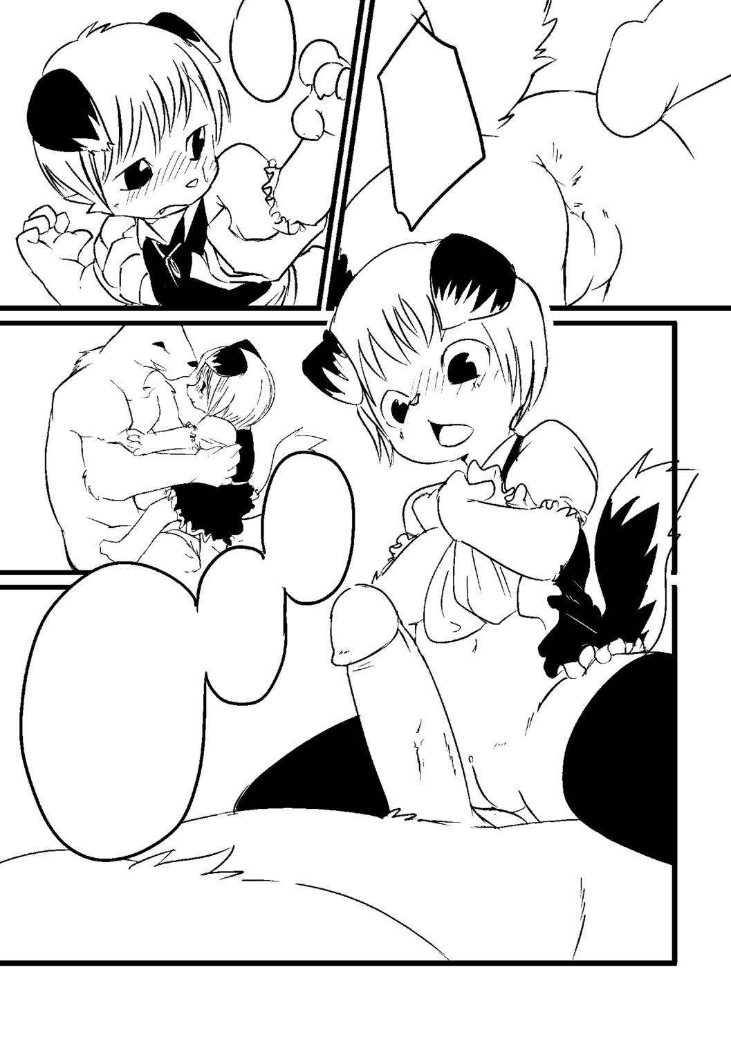 age_difference anthro anus black_and_white blush bottomwear butt canid canine canis clothed clothing clothing_lift comic digital_drawing_(artwork) digital_media_(artwork) domestic_dog duo e621 empty_speech_bubble erection female genitals hi_res humanoid_genitalia humanoid_penis imminent_sex kemono larger_male loli looking_at_genitalia looking_at_penis maid_uniform male male/female mammal manmosu_marimo monochrome no_underwear on_lap open_mouth penis size_difference skirt skirt_lift smaller_female speech_bubble teeth uniform vulva young young_anthro young_female