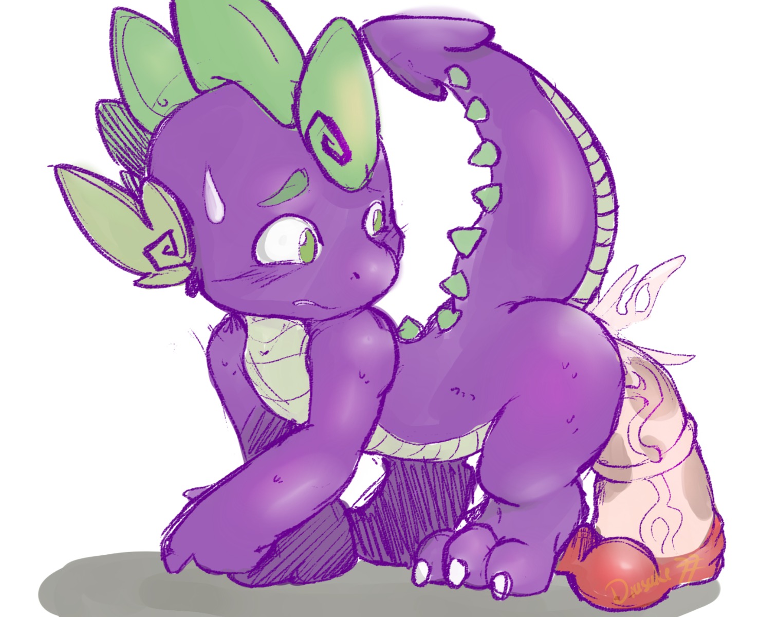 all_fours anal anal_penetration animal_dildo animal_sex_toy anthro balls big_dildo blush bodily_fluids cum cum_in_ass cum_inside dildo dildo_in_ass dildo_insertion dildo_sitting dragon e621 equine_dildo friendship_is_magic genital_fluids genitals green_eyes hasbro hi_res kyubbi-arts looking_back male my_little_pony mythological_creature mythological_scalie mythology object_in_ass orgasm penetration raised_tail reptile scalie sex_toy sex_toy_in_ass sex_toy_insertion shota simple_background solo spike_(mlp) sweat tail veiny_dildo white_background young young_anthro young_male
