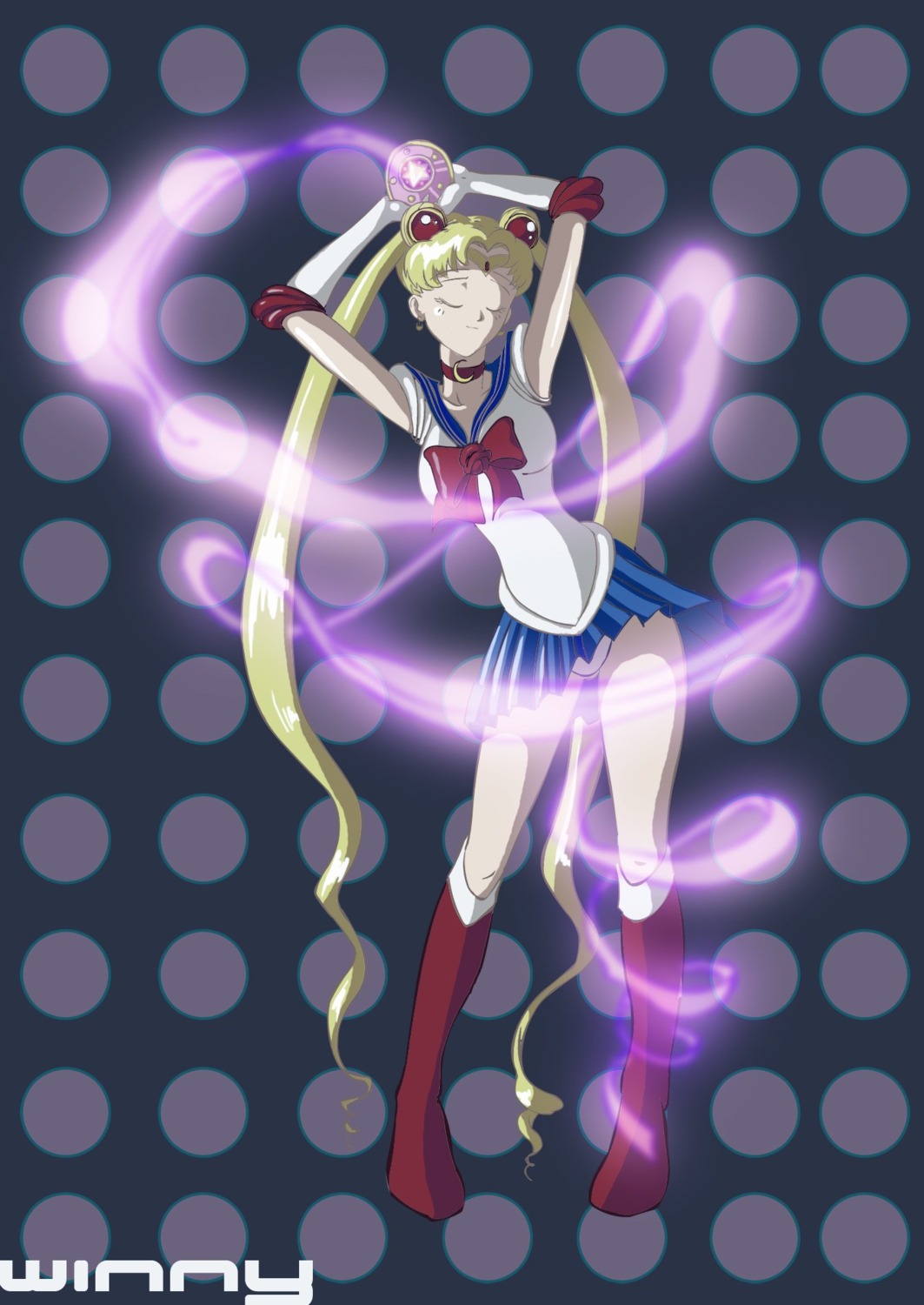 bishoujo_senshi_sailor_moon blonde_hair breasts choker closed_eyes clothing double_bun earrings female gloves long_hair rule34 sailor_moon school_uniform skirt small_breasts uniform usagi_tsukino winny_(artist)
