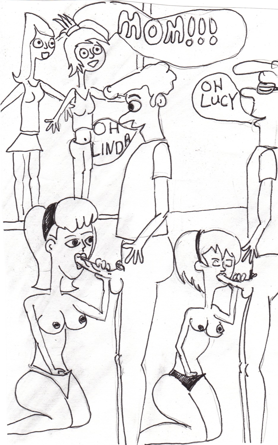 black_and_white breasts fellatio female flechter linda rule34 short_hair sketch small tagme