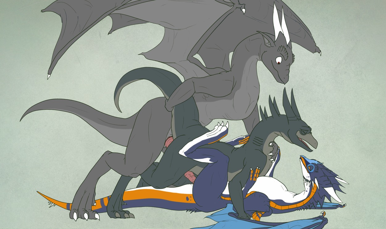 2010 anal anal_sex bisexual closed_eyes digitigrade dnk dnk-anais dragon drakawa female feral furry half-closed_eyes male no_humans on_back penetration penis pussy rule34 scalie sex tail tail_grab threesome tongue vaginal_penetration whiro wings