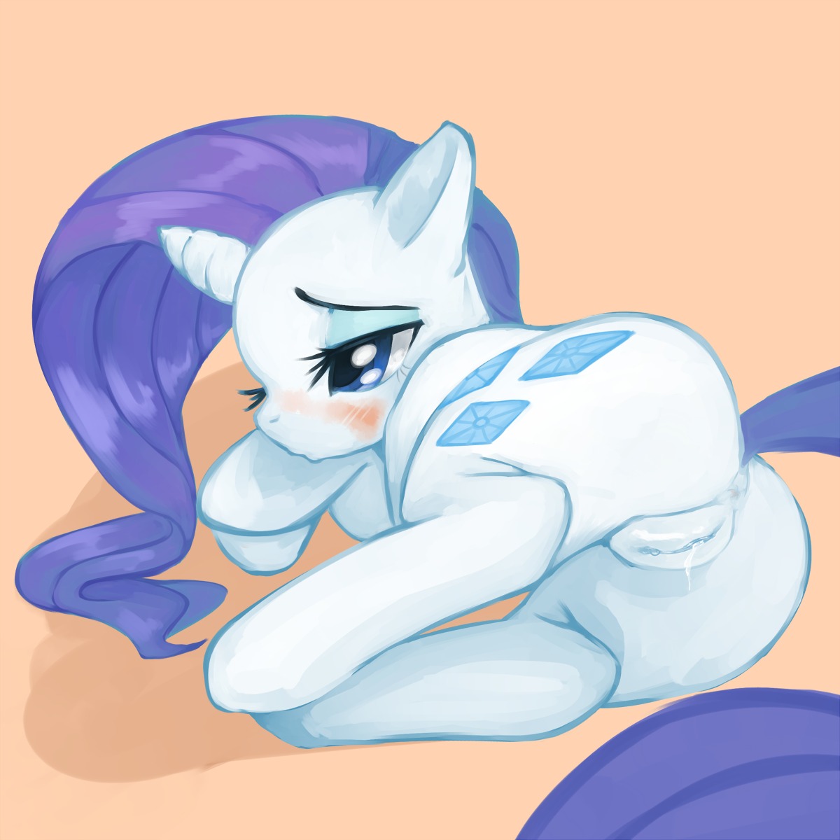1:1 anus blue_eyes blue_eyeshadow blush bodily_fluids butt cum cum_in_vagina cum_inside cutie_mark e621 equid equine eyeshadow female feral friendship_is_magic fur genital_fluids genitals hair hasbro hi_res horn lying makeup mammal my_little_pony mythological_creature mythological_equine mythology nude on_side ponylicking purple_hair quadruped rarity_(mlp) solo tail unicorn vulva white_body white_fur