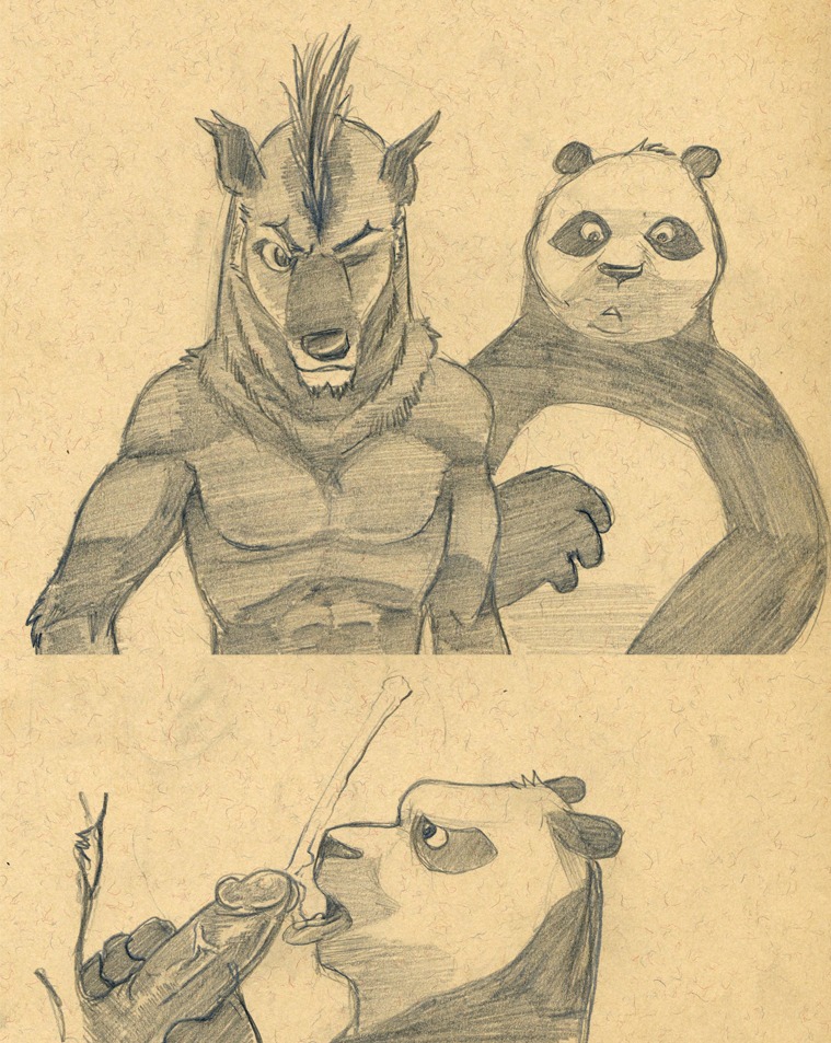 anthro athletic bear bodily_fluids boss_wolf canid canine canis cum cum_on_tongue cumshot dreamworks e621 ejaculation erection faceless_character faceless_male genital_fluids genitals giant_panda group handjob humanoid_genitalia humanoid_penis kung_fu_panda male male/male mammal master_po_ping nude orgasm penile penis sex tongue tongue_out tush_(artist) vein wolf