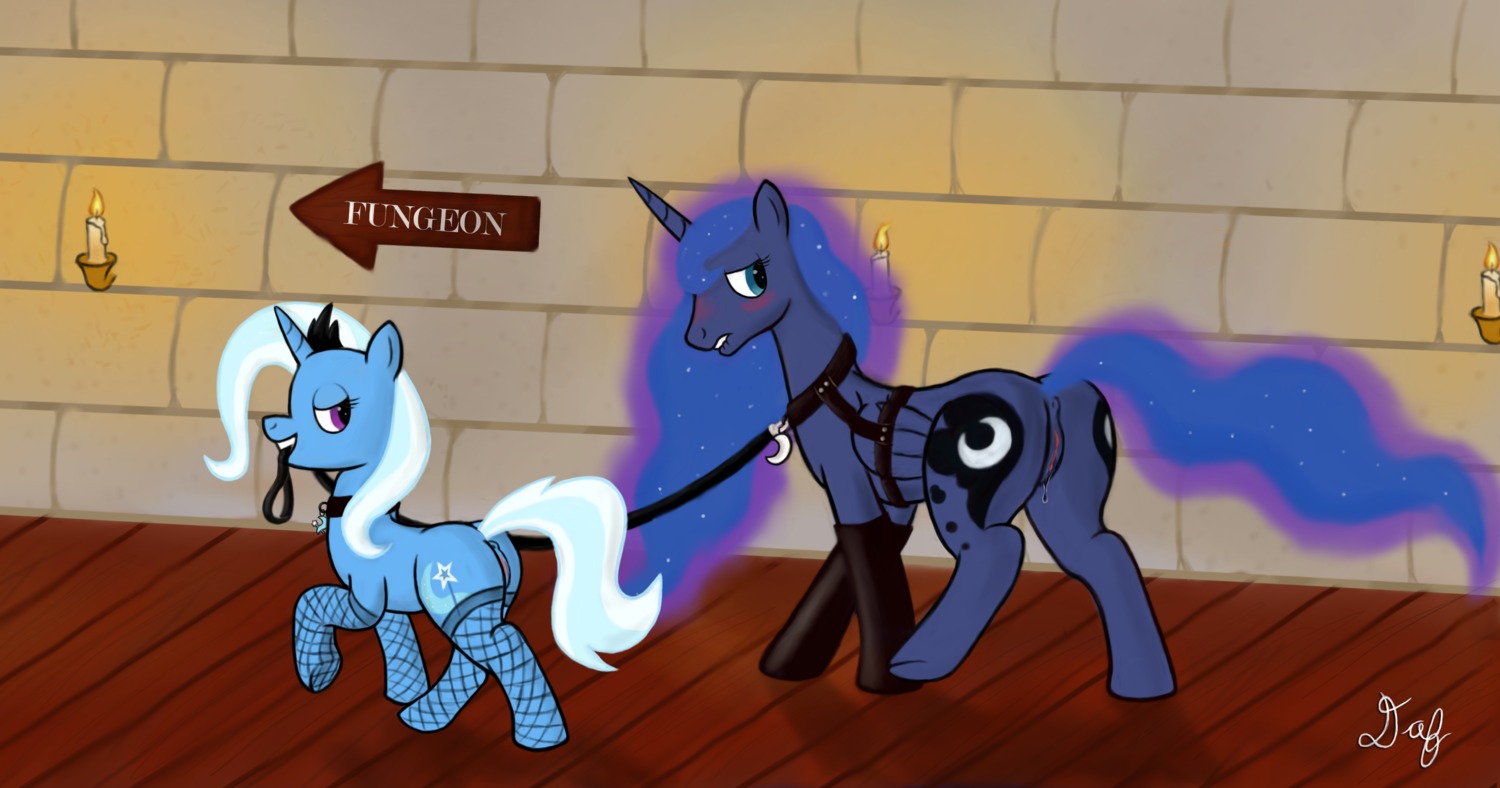 absurd_res anus bdsm blue_body blue_feathers blush bondage bound butt collar cutie_mark daf dominant dominant_female duo e621 equid equine feathered_wings feathers female female/female feral friendship_is_magic genitals hair hasbro hi_res horn leash mammal multicolored_hair my_little_pony mythological_creature mythological_equine mythology princess_luna_(mlp) purple_eyes quadruped signature submissive submissive_female tail trixie_(mlp) two_tone_hair unicorn vulva winged_unicorn wings