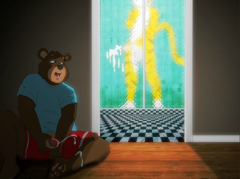 anthro bahamutdragons bear bernard_(hokinko_inn) blue_eyes bodily_fluids cook cum cumshot duo e621 ejaculation erection felid genital_fluids genitals hokinko_inn humanoid_genitalia humanoid_penis interspecies looking_at_another male male/male mammal masturbation muscular orgasm pantherine peeping penile penile_masturbation penis shower slightly_chubby tiger tora_(hokinko_inn) voyeur