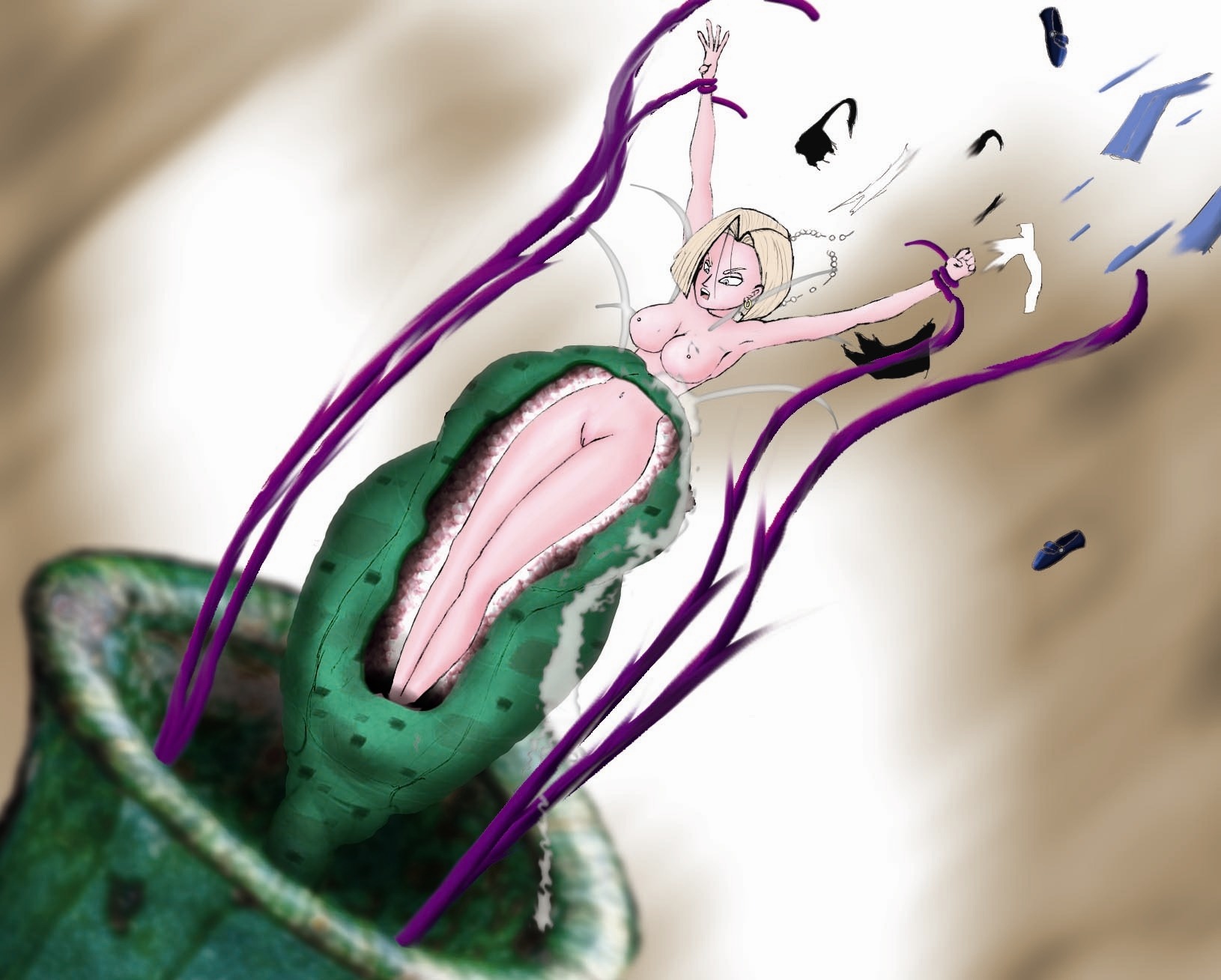 android_18 dragon_ball dragon_ball_z female plant_vore rule34 tagme vore x-ray