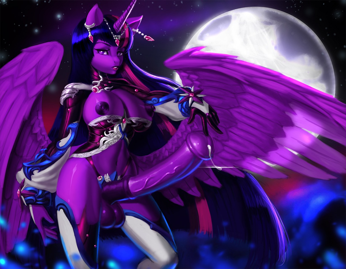 2014 animal_genitalia animal_penis anthro anthrofied balls big_penis biped bodily_fluids breasts cum dclzexon detailed_background e621 equid equine equine_genitalia equine_penis erection feathered_wings feathers friendship_is_magic fur genital_fluids genitals gynomorph hair hasbro horn intersex long_hair mammal moon multicolored_hair my_little_pony mythological_creature mythological_equine mythology navel night nipples outside penis purple_body purple_eyes purple_feathers purple_fur purple_hair solo twilight_sparkle_(mlp) two_tone_hair winged_unicorn wings