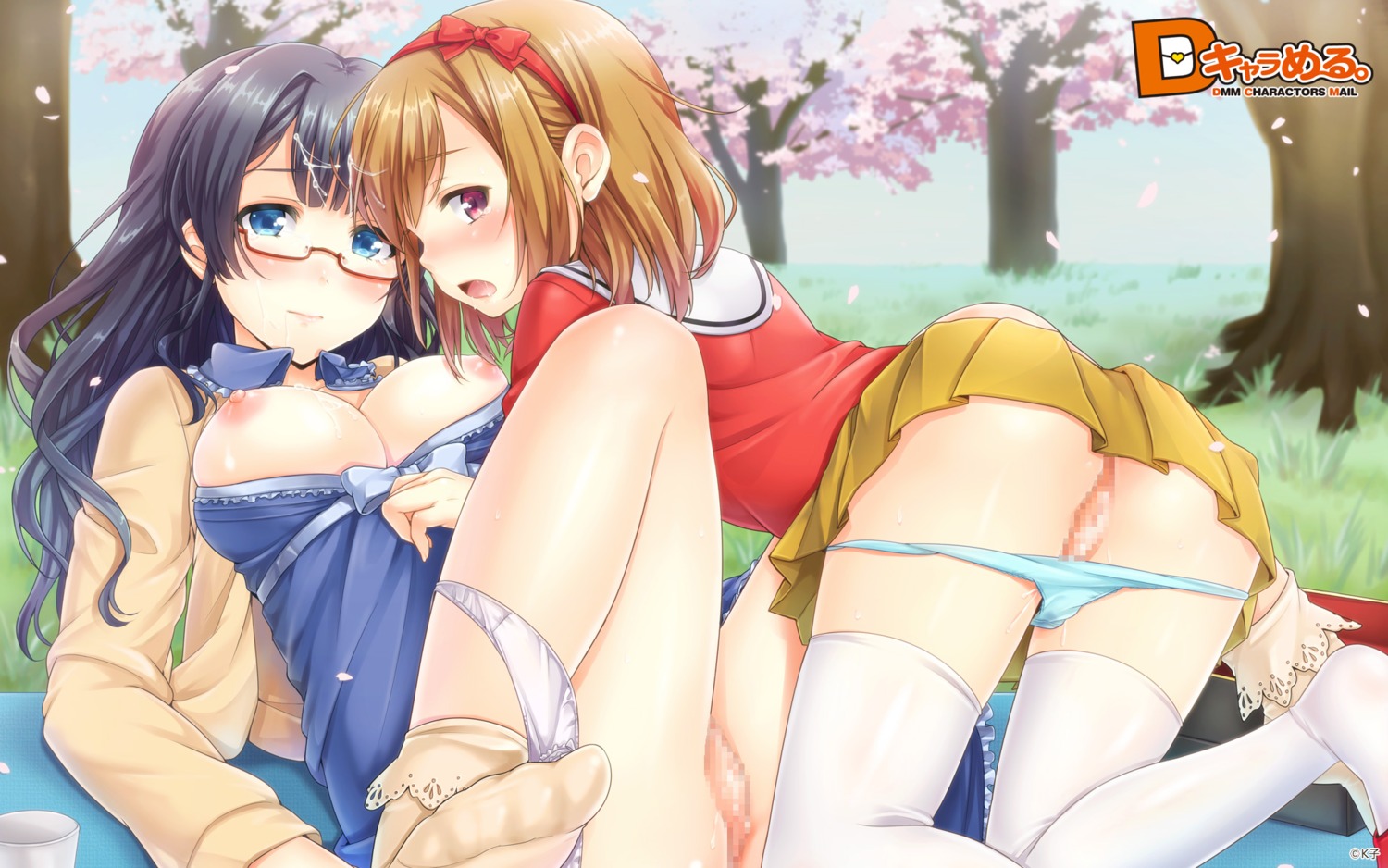 crying d_chara_mail female glasses k_ko nipples panties pointy_chin pussy rule34 underwear