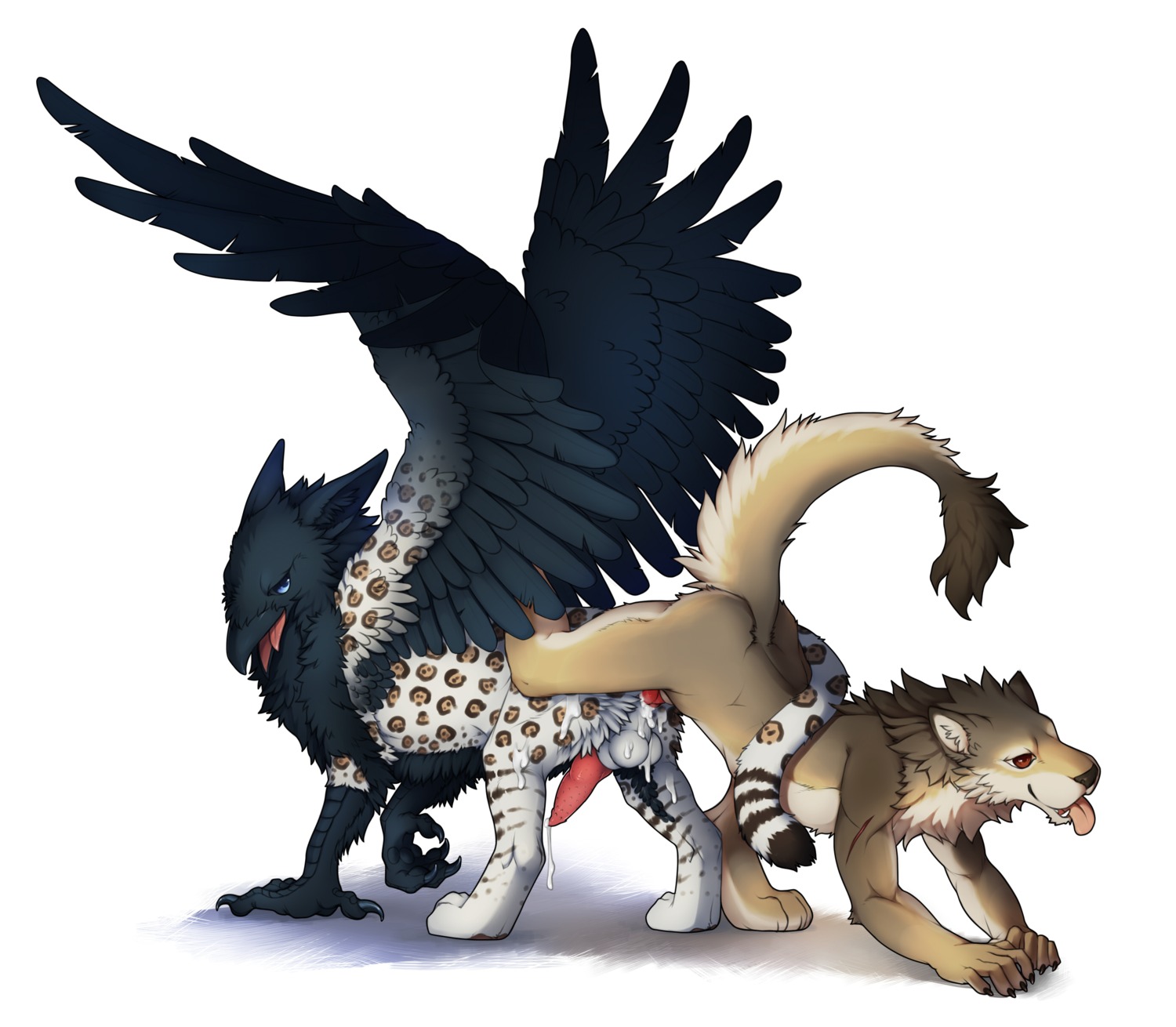 absurd_res anal anal_knotting anal_penetration anthro anthro_on_feral anthro_penetrating anthro_penetrating_feral avian balls beak bestiality bird black_body black_feathers bodily_fluids brown_body brown_fur canid canine canis corvid corvus_(genus) cum cum_in_ass cum_inside cum_on_balls cum_on_leg cum_while_penetrated duo e621 ejaculation erection faunoiphilia feathered_wings feathers felid feral feral_penetrated fur genital_fluids genitals grave_gryphon gryphon hands-free hi_res hybrid interspecies jaguar knot knotting leucistic lion male male/male male_on_feral male_penetrated male_penetrating male_penetrating_male mammal mythological_avian mythological_creature mythology nude open_mouth orgasm oscine pantherine passerine penetration penile_spines penis raven sex tail tongue unusual_position valderic_blackstag wings wolf wolfylion
