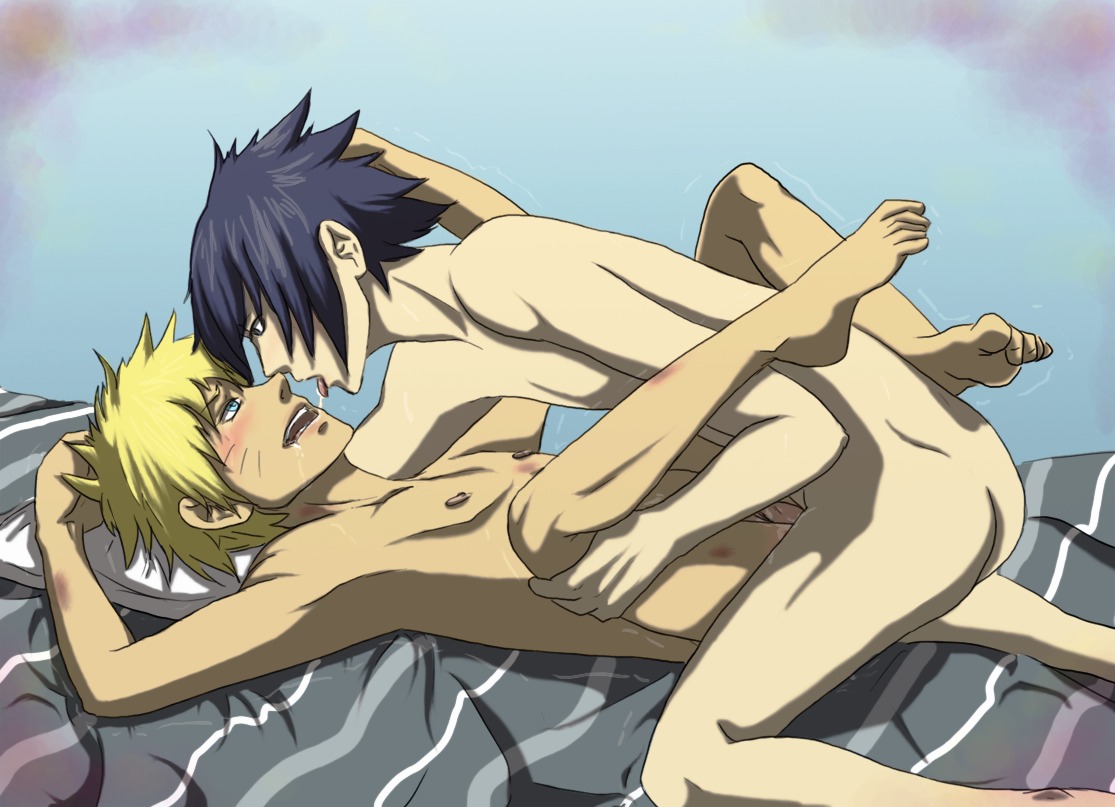 2boys after_kiss anal anal_sex armpits artist_request ass bed black_eyes black_hair blonde_hair blue_eyes blush eye_contact human human_only kissing looking_at_another lying male male_only multiple_boys multiple_males naruto naruto_(series) nude on_back on_bed open_mouth rule34 saliva sasuke_uchiha sex short_hair spiked_hair tongue tongue_out uzumaki_naruto whisker_markings yaoi