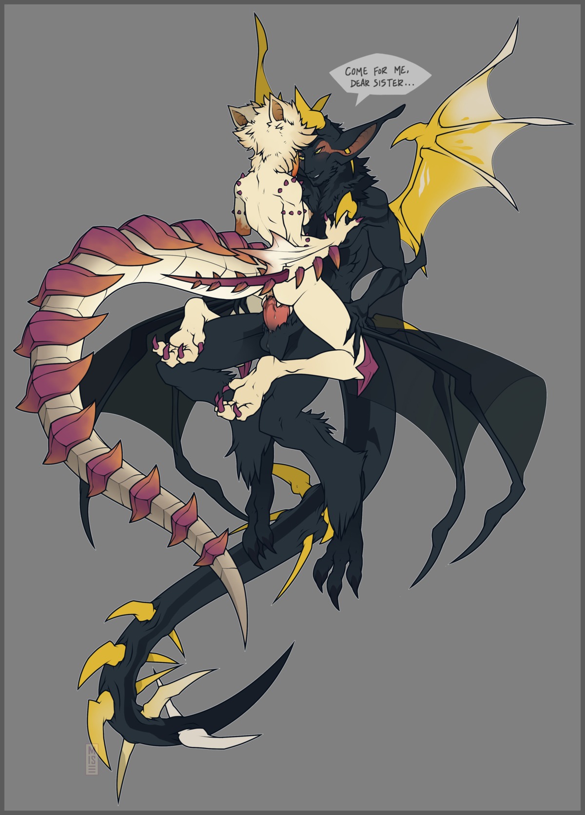 2014 amputee anthro balls barioth bodily_fluids border butt capcom cum cum_inside disability dragon duo e621 english_text erection european_mythology female female_penetrated flying_wyvern from_front_position fur genital_fluids genitals grey_border hi_res incest_(lore) male male/female male_penetrating male_penetrating_female mastery_position membrane_(anatomy) membranous_wings misericorde missing_arm monster_hunter mythological_creature mythological_scalie mythology nargacuga nipples nude on_top penetration penile penile_penetration penis penis_in_vagina scalie sex sibling_(lore) simple_background tail tetsuya_correl text trenya vaginal vaginal_penetration vulva western_dragon wings wyvern