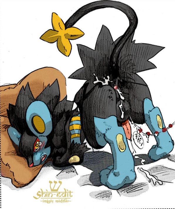 anal_beads anus backsack balls beads blush bodily_fluids censor_removal_edit cum e621 erection felid feral generation_4_pokemon genital_fluids genitals luxray male mammal nintendo nude penetration penis pillow pokemon pokemon_(species) sex sex_toy shin-edit simple_background solo tail tears third-party_edit torakichi-gau toying_partner white_background