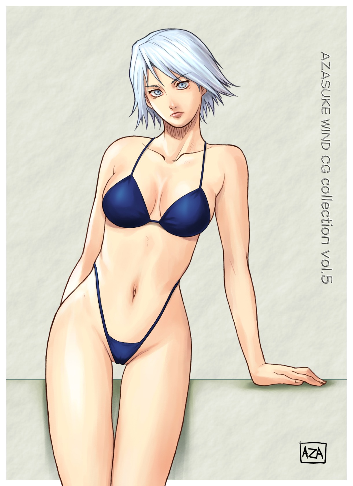 azasuke bikini blue_bikini breasts christie_(doa) cleavage dead_or_alive female g-string highres large_breasts rule34 swimsuit tecmo thong thong_bikini