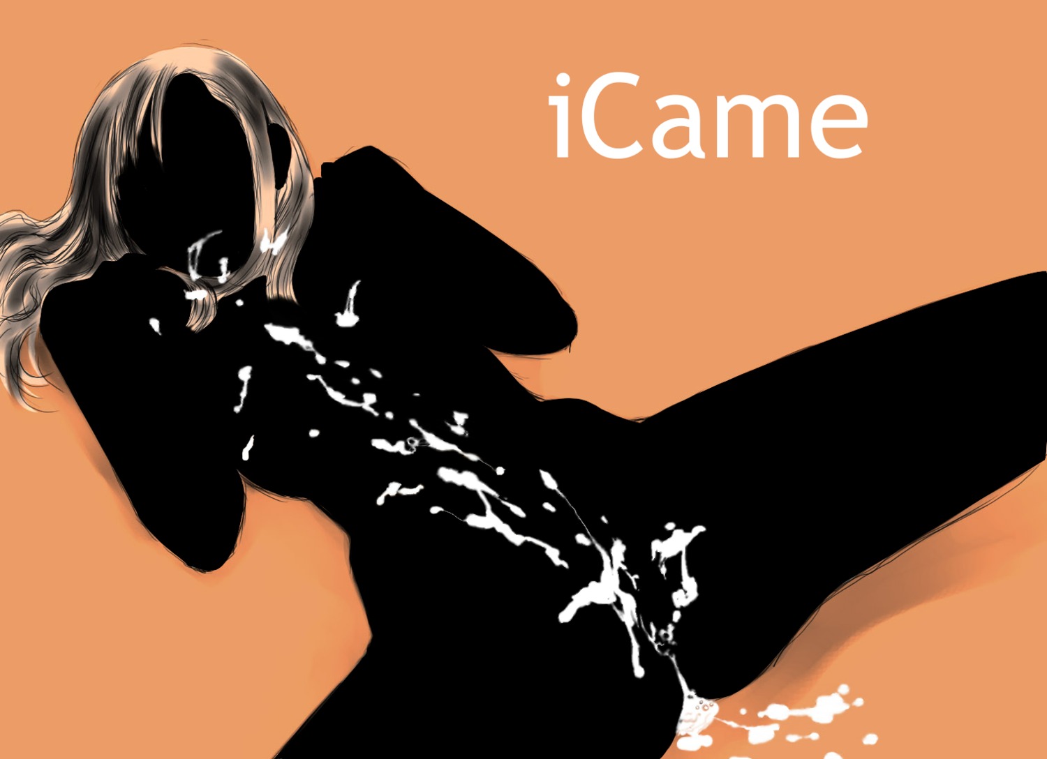 1girls after_sex breasts bukkake cum cum_in_mouth cum_inside cum_on_body cum_on_breasts cum_on_upper_body cum_pool cumdrip digital_media_player female ipod ipod_ad joke kaieda_hiroshi mac monochrome nude parody rule34 silhouette solo