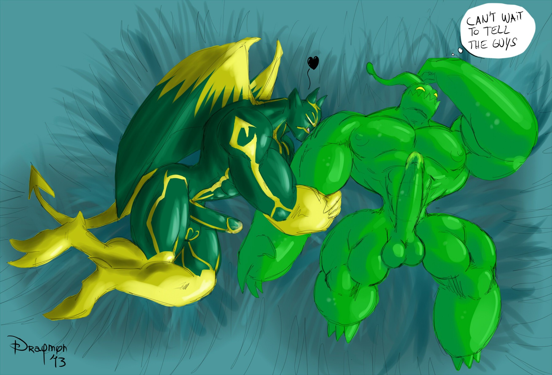 abs balls biceps big_balls big_muscles big_penis bodily_fluids colored dragmon duo e621 english_text erection galio_(lol) gargoyle genital_fluids genitals goo_creature heart_symbol hi_res huge_muscles huge_penis humanoid humor hyper hyper_genitalia hyper_muscles hyper_penis league_of_legends leaking lying male male/male membrane_(anatomy) membranous_wings muscular muscular_male nipples nude on_back on_side pecs penis precum presenting riot_games tencent text wings zac_(lol)