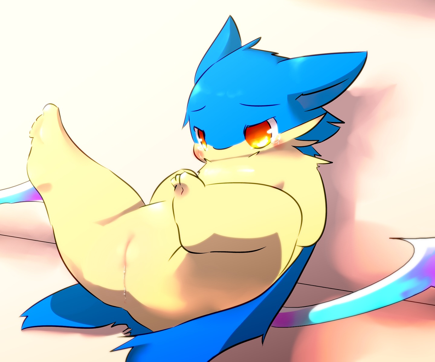 6:5 bodily_fluids e621 female feral generation_2_pokemon genital_fluids genitals hi_res legs_up lying nintendo olient on_back pokemon pokemon_(species) presenting solo spread_legs spreading typhlosion vaginal_fluids vulva young young_female