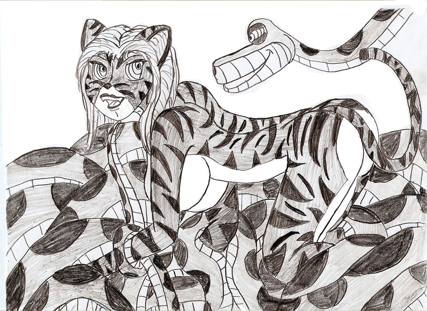 disney female greyscale jking kaa monochrome restrained rule34 rule_63 shere_khan the_jungle_book