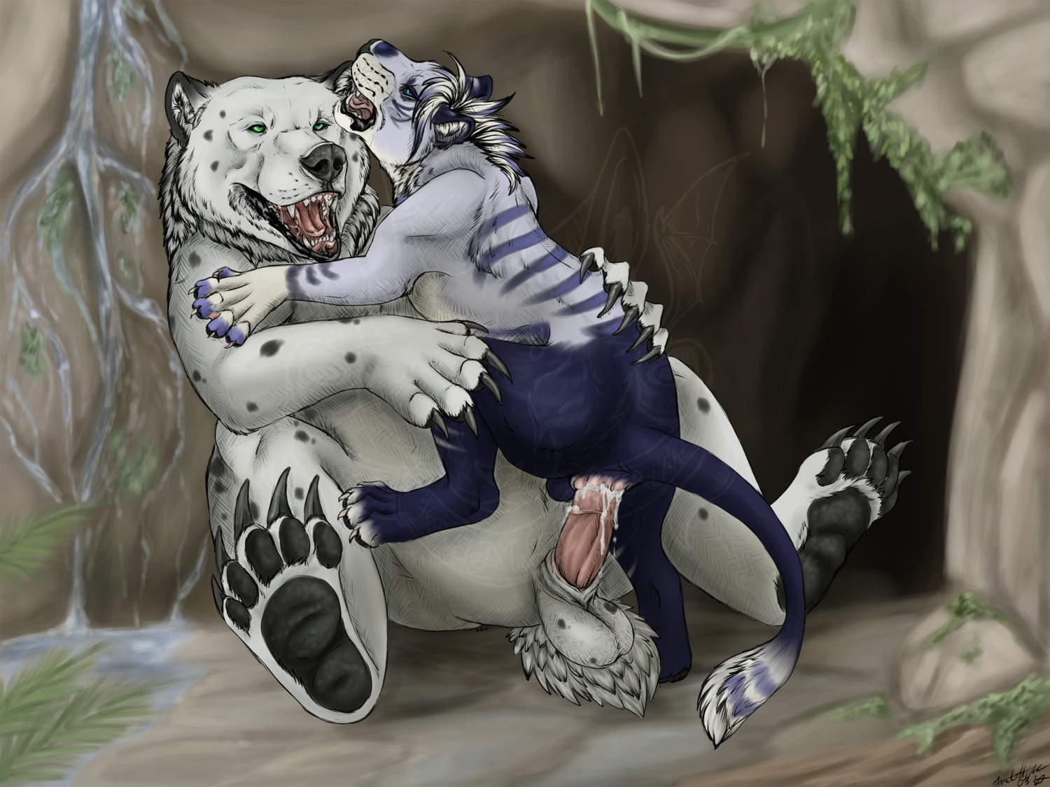 2014 4:3 anal anal_penetration anatomically_correct animal_genitalia anus backsack balls bear black_lips black_nose blue_body blue_eyes blue_fur bodily_fluids butt claws cum dikota drooling duo e621 erection fangs feet felid feral feral_on_feral fur genital_fluids genitals hair hi_res hindpaw interspecies krimzen_redwing lion lips male male/male male_penetrated male_penetrating male_penetrating_male mammal multicolored_hair nude open_mouth orgasm pantherine pawpads paws penetration penis raised_tail saliva scut_tail sex sharp_teeth short_tail spots spread_legs spreading tail tail_anus teeth tongue urso white_body white_fur