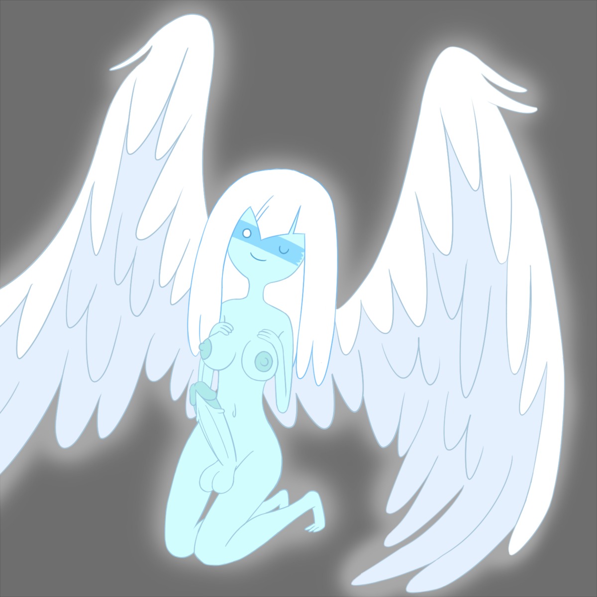 1girls adventure_time angel angel_wings balls female full_circle futa_only futanari guardian_angel_(adventure_time) intersex penis rule34 solo_futa tagme testicles
