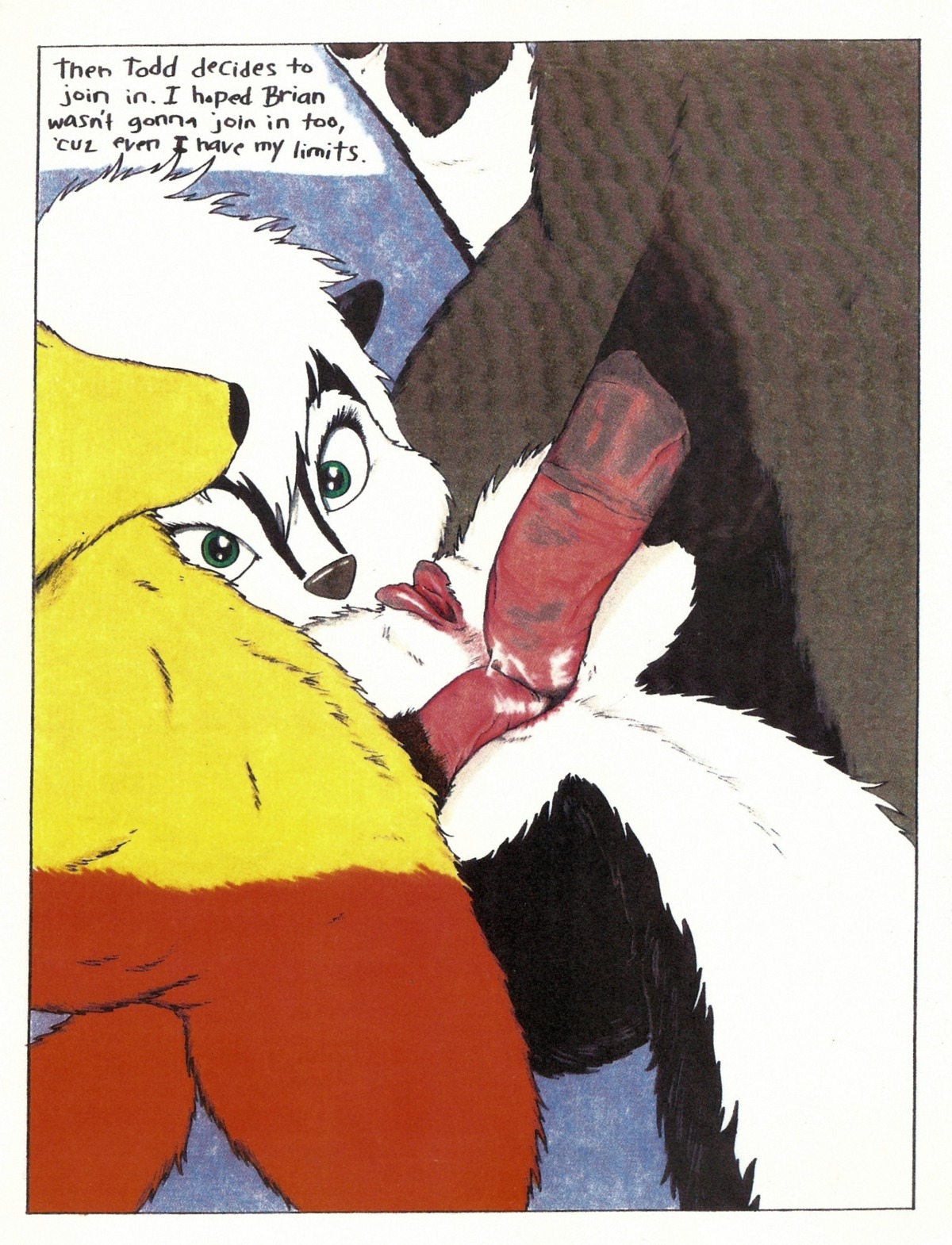 absurd_res anal anal_penetration animal_genitalia animal_penis anthro anus asinus canid canine donkey double_anal double_penetration e621 english_text equid equine equine_genitalia equine_penis erection female fox gaping genitals group group_sex hi_res interspecies james_m_hardiman lori_(jmh) male male/female mammal mephitid nude penetration penis sex skunk text threesome todd_(jmh) trio vulva