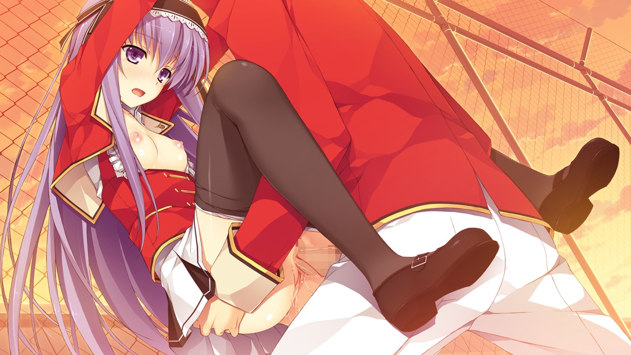 blood breasts censored female fujimori_yuu game_cg koikishi_purely_kiss male nipples pantyhose penis purple_eyes purple_hair pussy rule34 seifuku sex vaginal_penetration yuuki_hagure