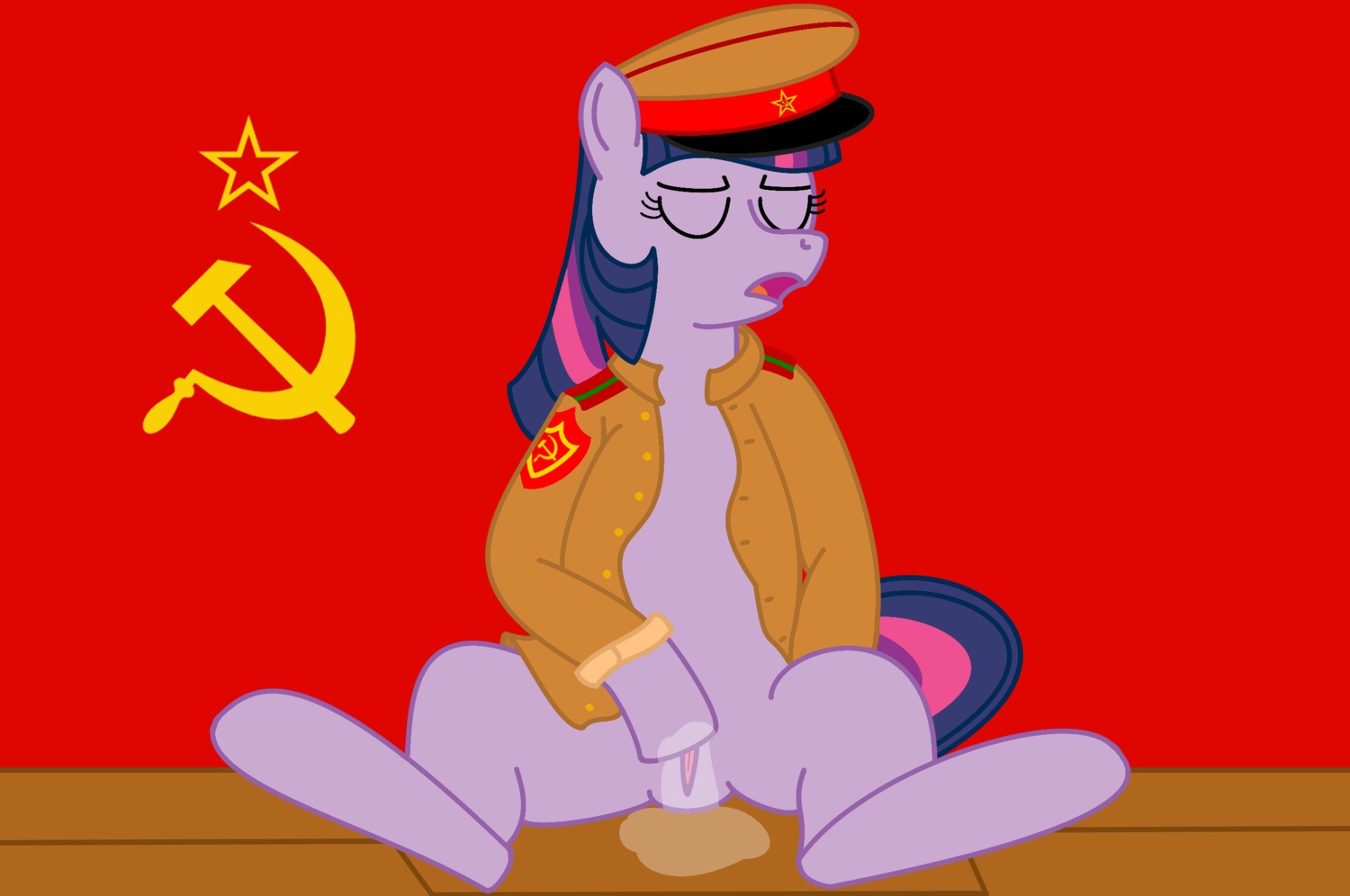 2013 army bodily_fluids clothed clothing communism cum e621 equid equine female friendship_is_magic fur genital_fluids genitals hair hammer_and_sickle hasbro hat headgear headwear hi_res horn mammal masturbation military multicolored_hair my_little_pony mythological_creature mythological_equine mythology open_mouth orgasm partially_clothed politics purple_body purple_fur purple_hair red_star russia russian shirt simple_background solo soviet_union topwear twilight_sparkle_(mlp) two_tone_hair unicorn unknown_artist vaginal vaginal_masturbation vulva