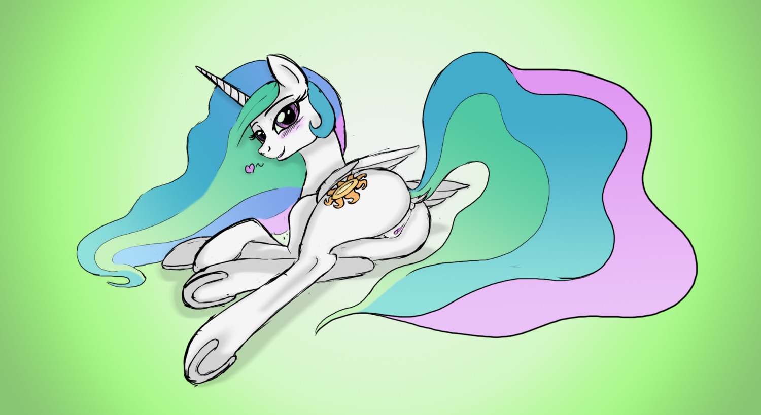 blush butt cutie_mark drake_drachenlicht e621 equid equine feathered_wings feathers female feral friendship_is_magic fur genitals hair half-closed_eyes hasbro hi_res hooves horn long_hair looking_at_viewer lying mammal my_little_pony mythological_creature mythological_equine mythology narrowed_eyes presenting presenting_hindquarters princess_celestia_(mlp) solo vulva white_body white_feathers winged_unicorn wings