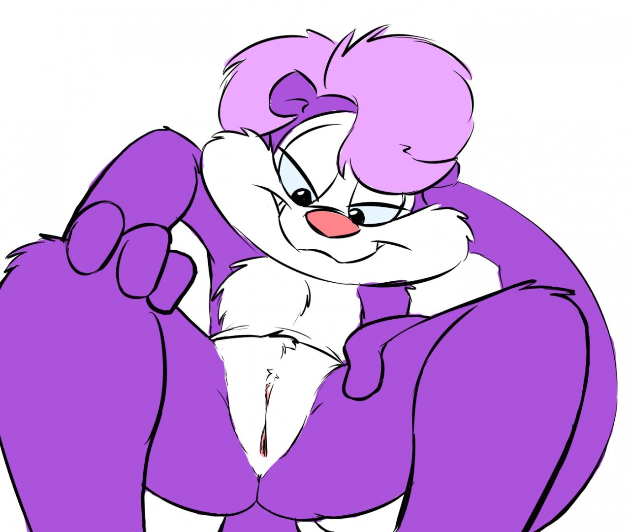 anthro breasts butt clitoris e621 female fifi_la_fume genitals grin ishoka mammal mephitid presenting presenting_vulva restricted_palette simple_background skunk smile solo spread_legs spreading striped_skunk tail tiny_toon_adventures vulva warner_brothers white_background