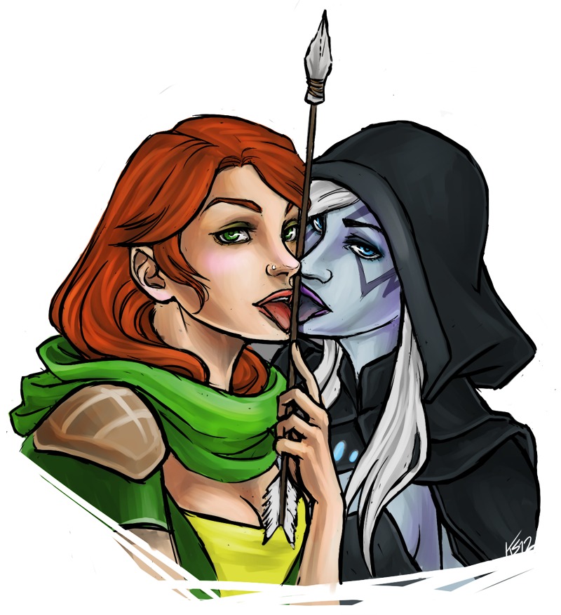 2girls dota_2 drow_ranger female rule34 tagme windranger