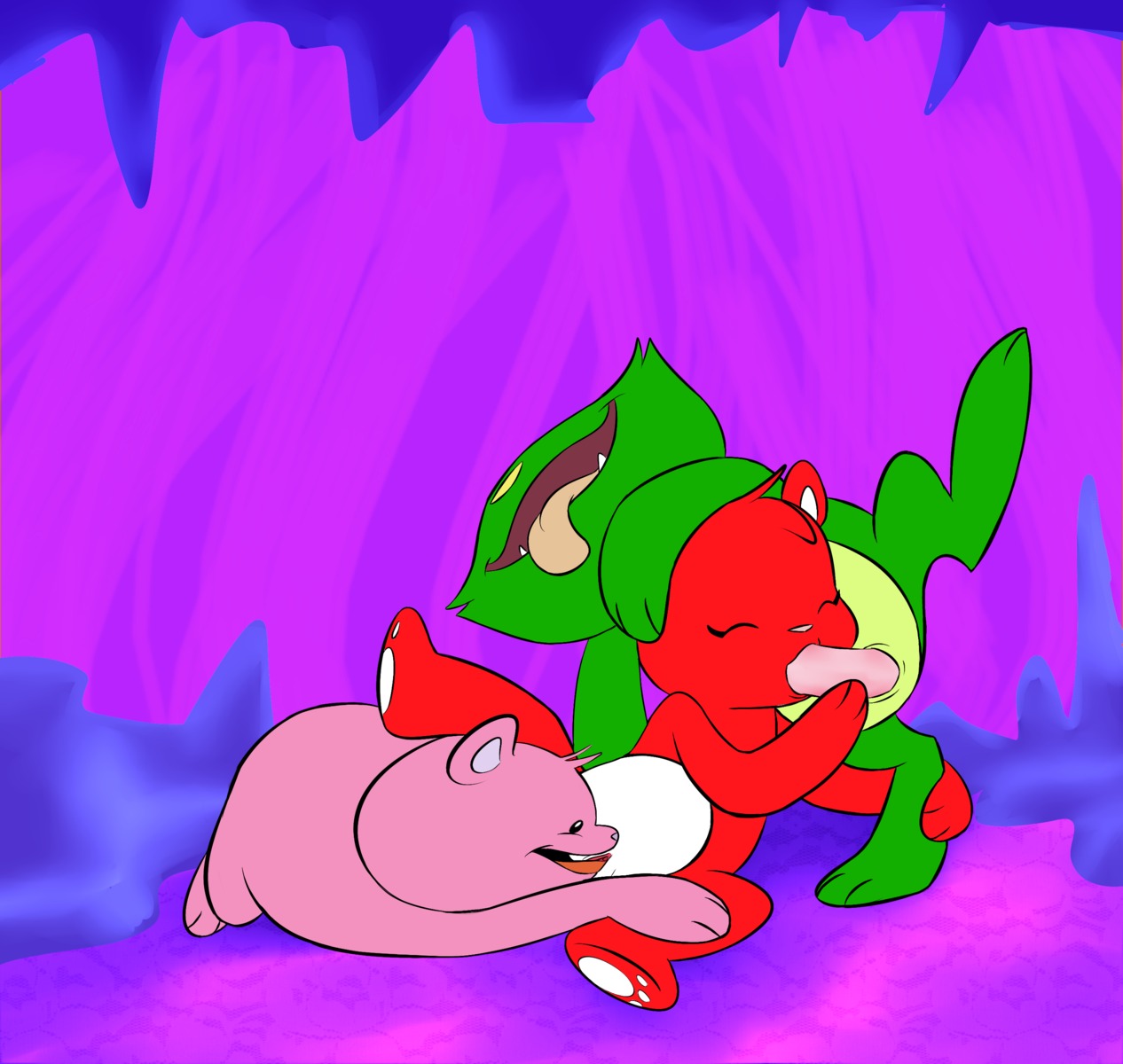 absurd_res ambiguous_gender anthro cunnilingus e621 erection fellatio female genitals go_green group group_sex hi_res licking lil_red lying male oral oral_penetration penetration penile penis pinc rainblow sex squibbles threesome tongue tongue_out trio unknown_artist vaginal vulva young young_anthro