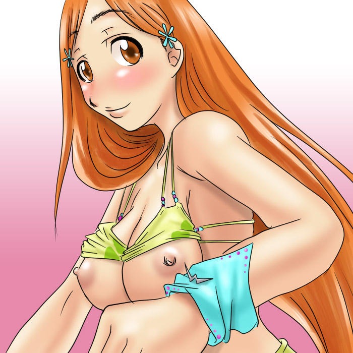 1girls bleach breasts brown_eyes female inoue_orihime long_hair orange_hair rule34 solo tagme