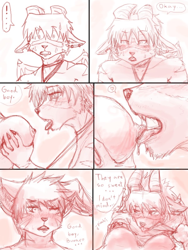 3:4 anthro blush breast_grab breasts buwaro_elexion clothed clothing comic demon dialogue duo e621 english_text female hand_on_breast interspecies jakkai licking male monochrome nipples nude rhea_snaketail slightly_damned text tongue tongue_out yellowpower