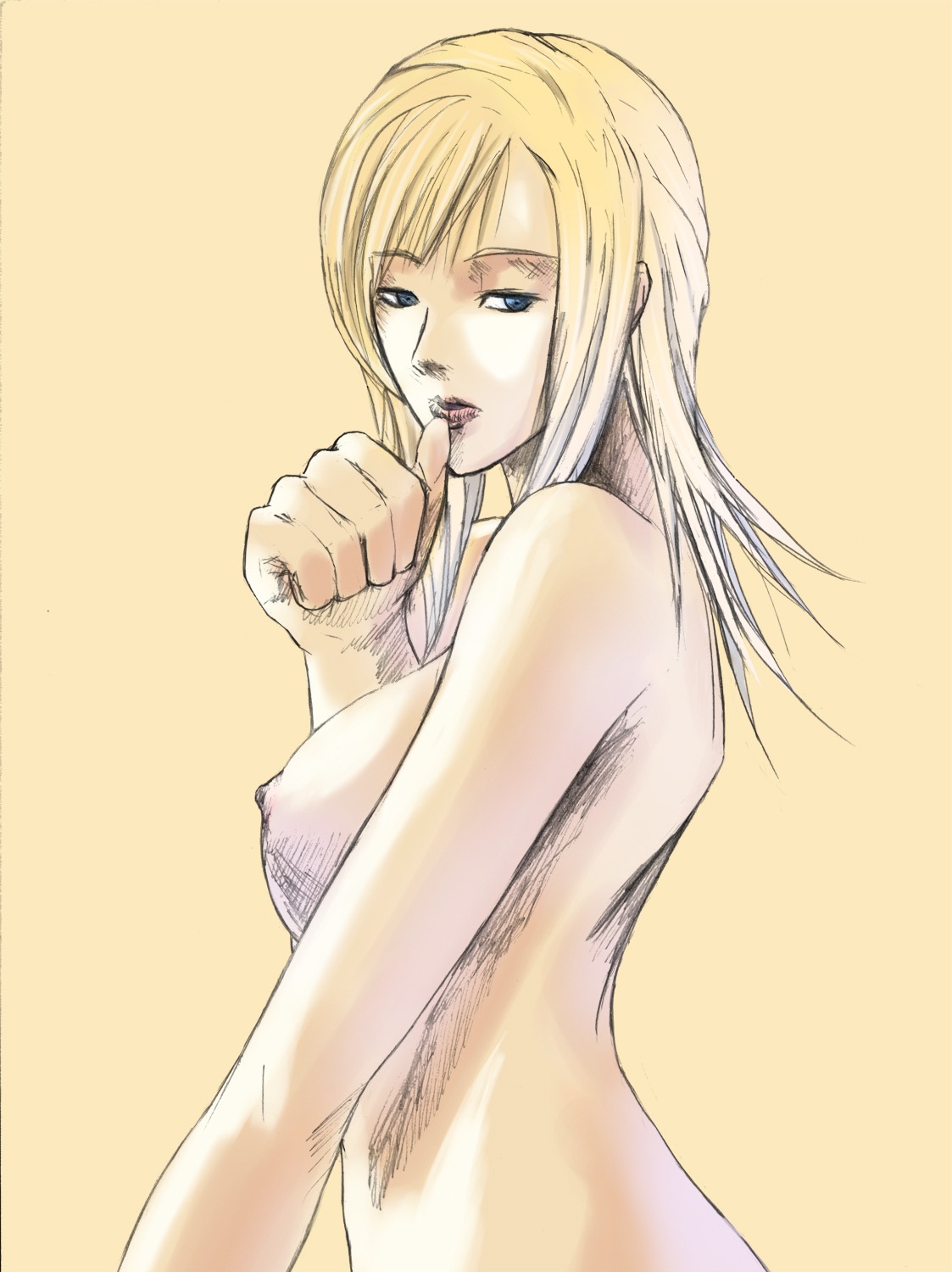 aya_brea blonde_hair blue_eyes breasts female furubokko highres long_hair nipples nude parasite_eve rule34 solo